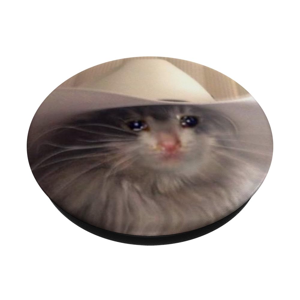 Sad Crying Cat PopSocket - Cute Swappable Grip for Phones & Tablets, Perfect Gift for Cat Lovers, Ideal for Home, Office, and Travel Use