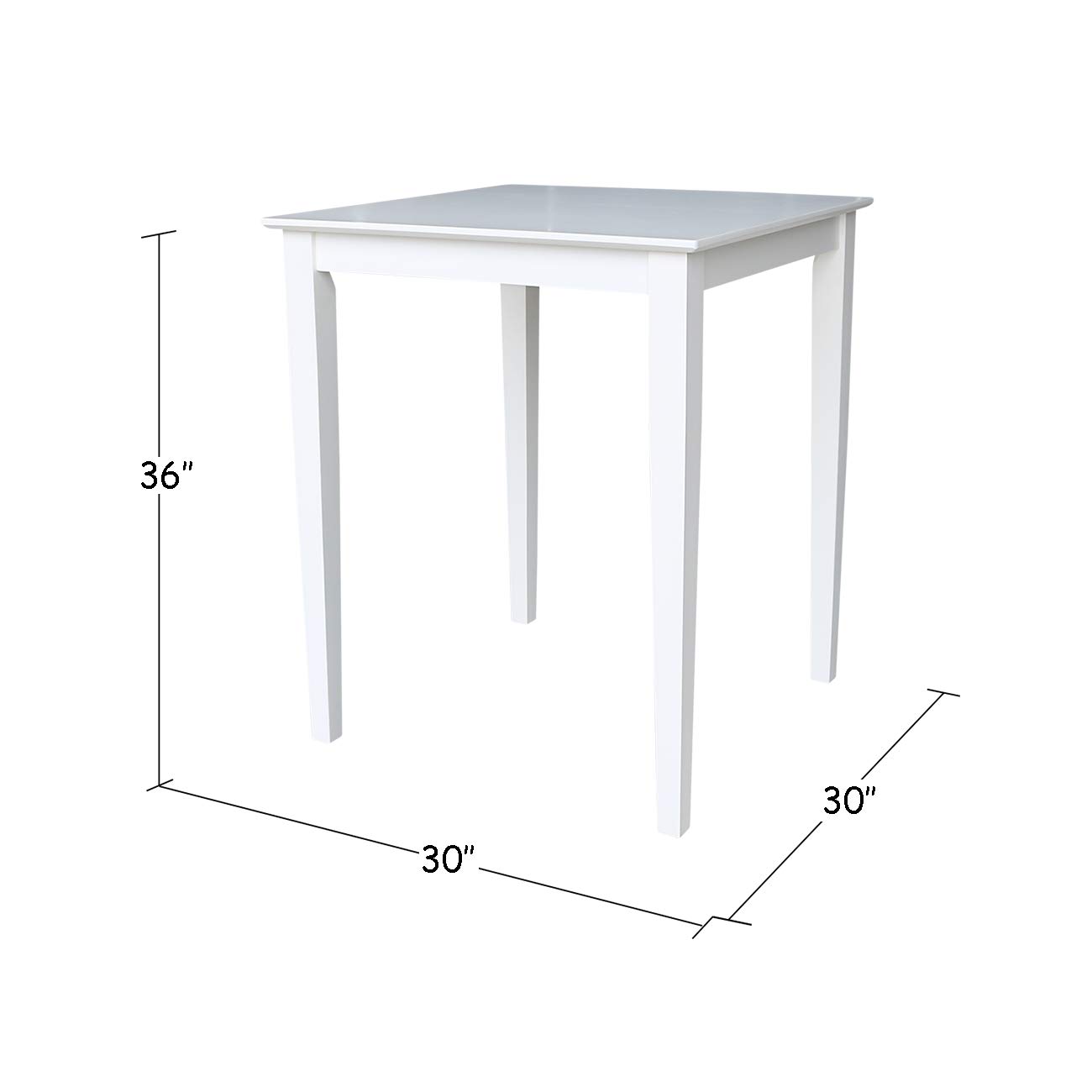 International Concepts Solid Wood Top Counter Height Dining Table, White - Perfect for Kitchen, Breakfast Nook & Small Space Dining