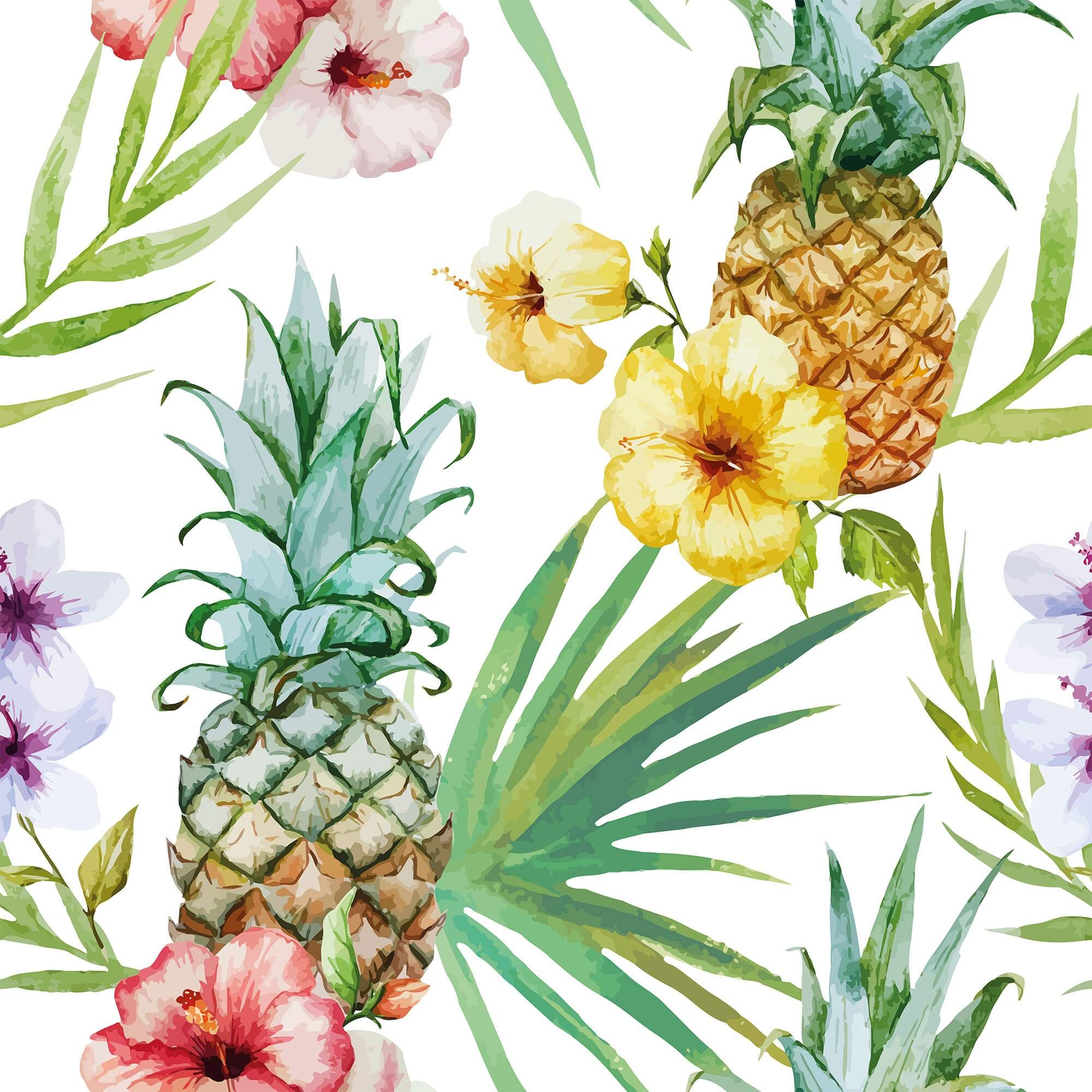 White Tropical Themed Peel and Stick Removable Wallpaper 5335 - Self-Adhesive Decorative Wall Covering for Bedroom, Living Room & Nursery Decor