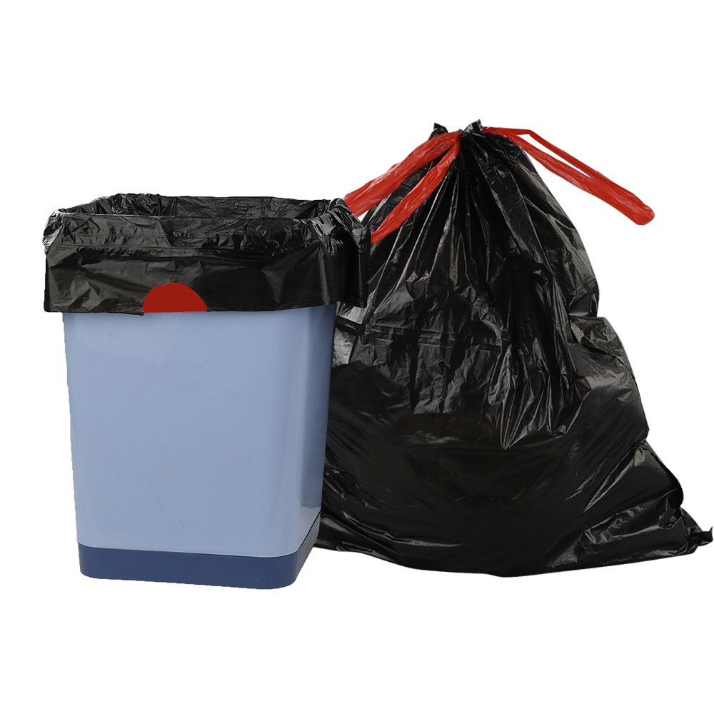 Teyyvn 4 Gallon Black Drawstring Trash Bags - 220 Count | Heavy Duty Kitchen & Bathroom Waste Bags for Home & Office Use