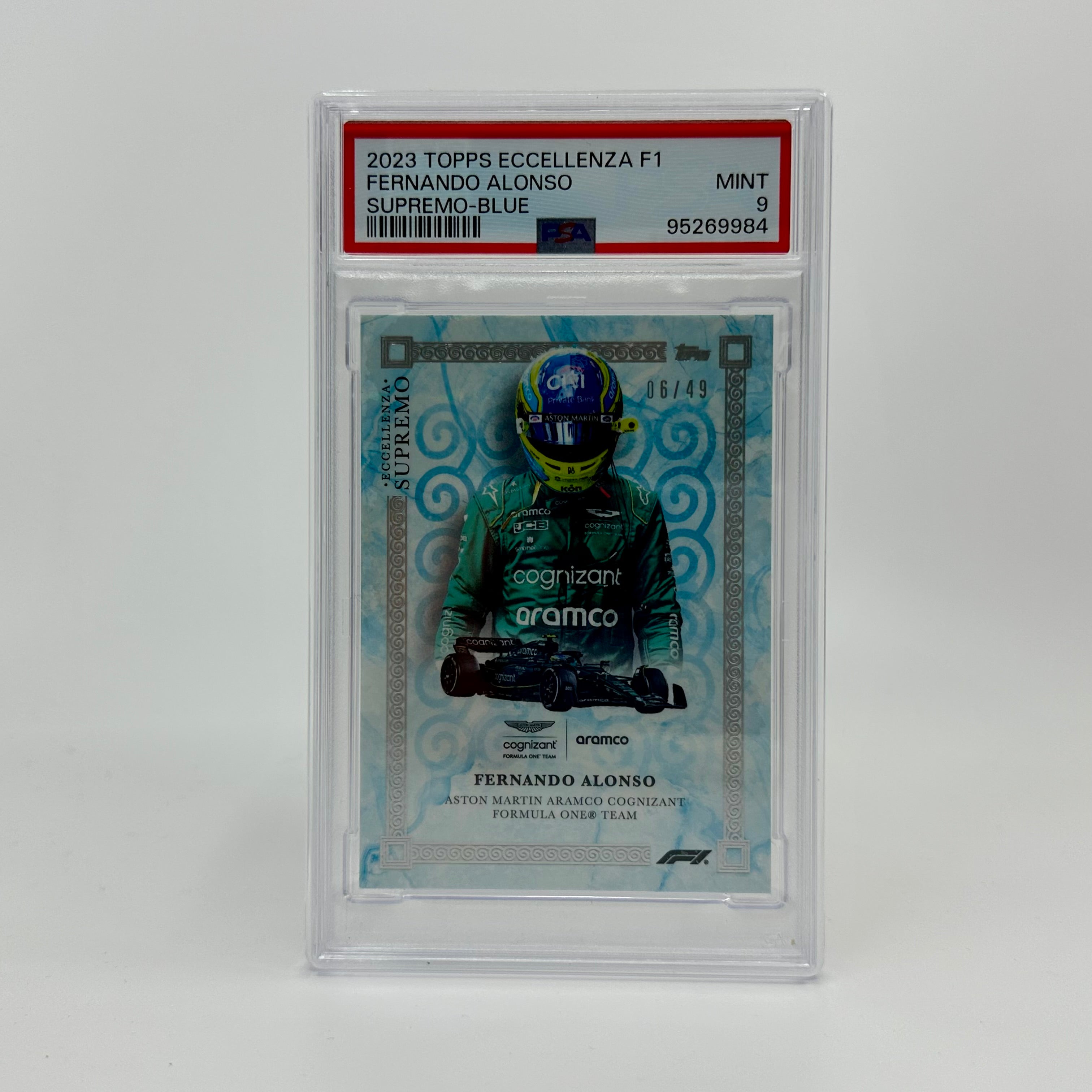 2023 Topps Eccellenza Supremo PSA 9 Fernando Alonso #06/49 Blue Trading Card - Perfect for Collectors, Sports Memorabilia Enthusiasts & Formula 1 Fans