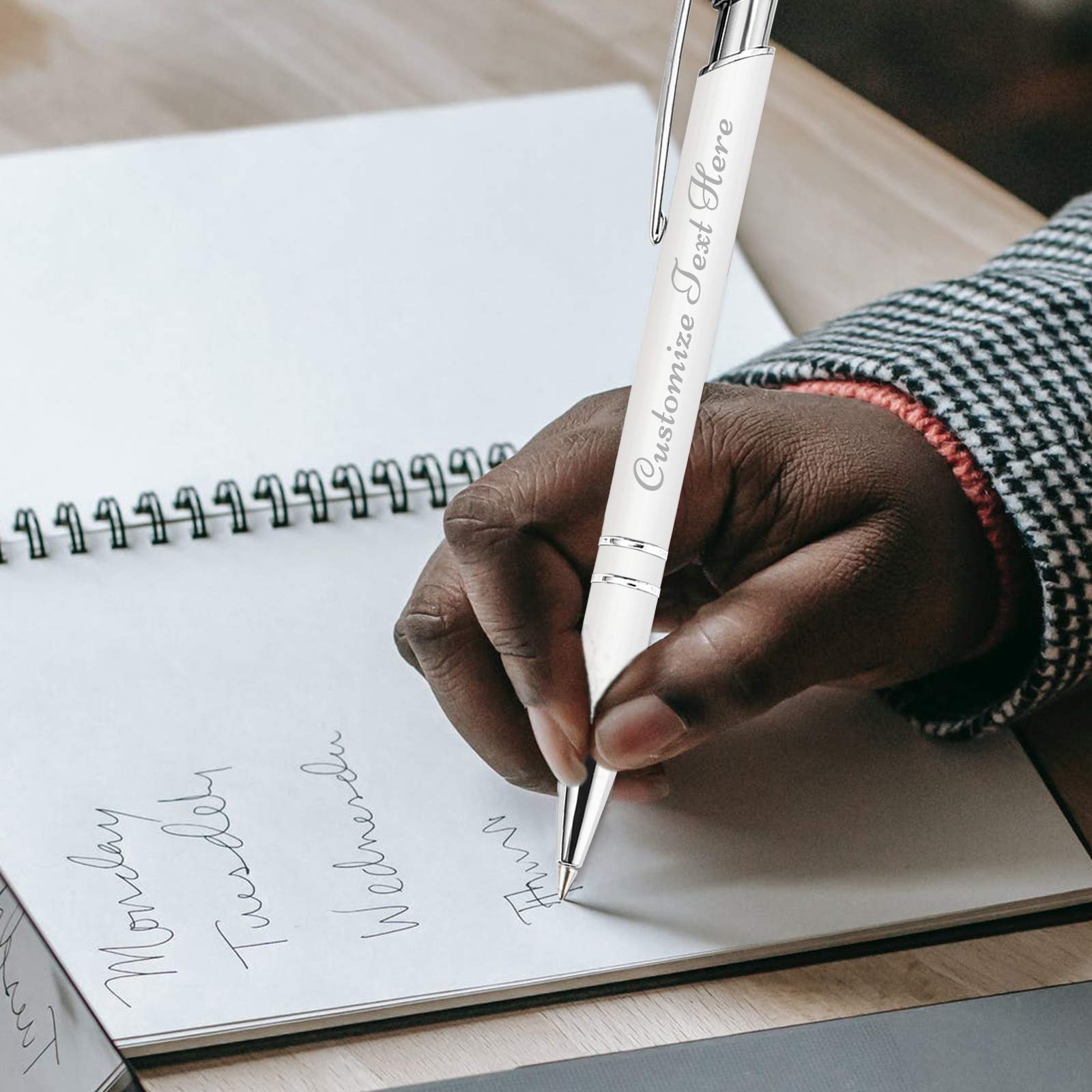 96 Pack Personalized Custom Engraved Ballpoint Pens with Stylus Tip - Bulk Office Pens for Men & Women - Medium Point Black Ink - Ideal for Birthdays, Graduations & Corporate Gifts - White Pens with Name/Message Customization - Perfect for Office Use, School & Special Events