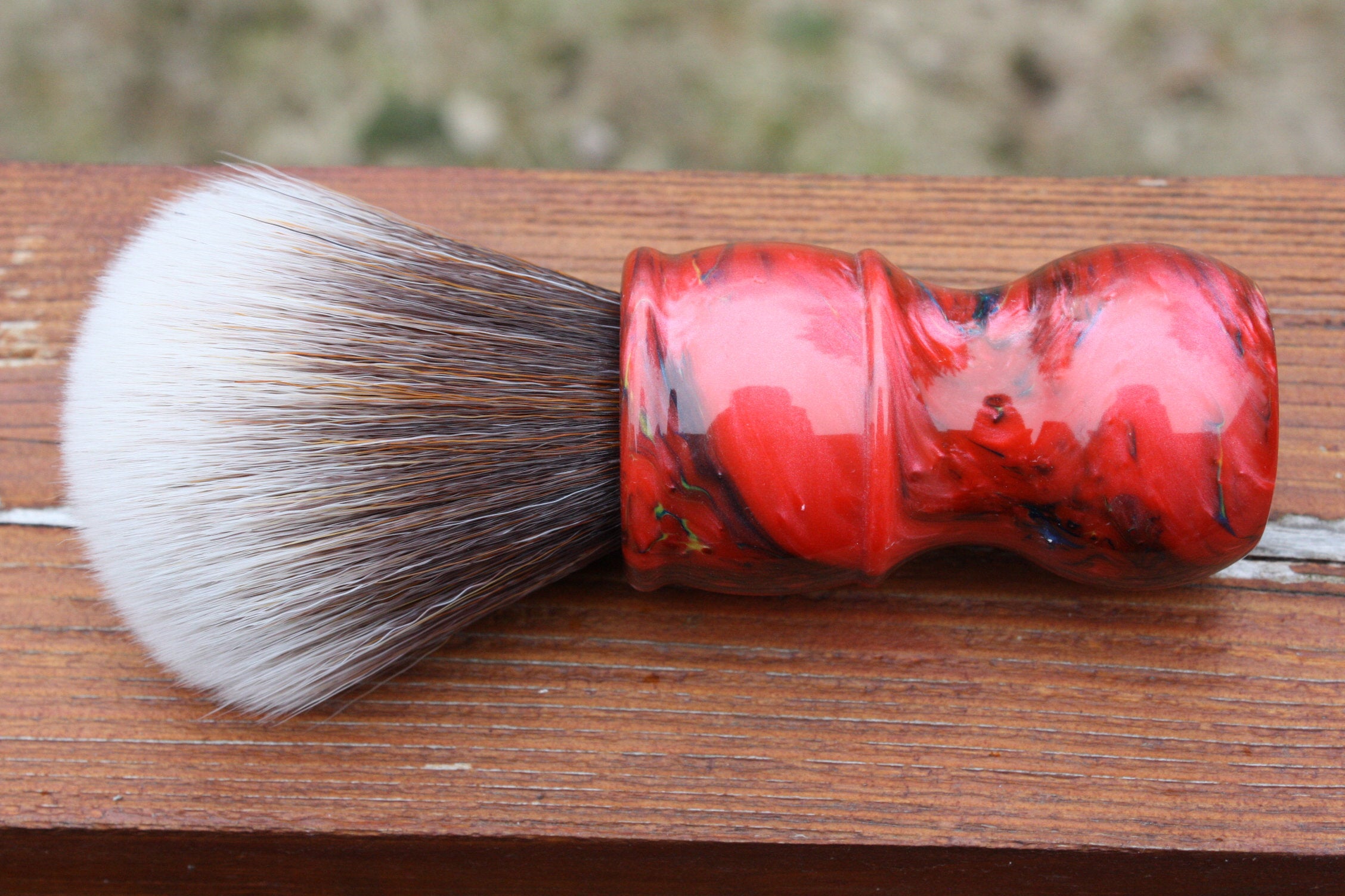 24MM SynBad Shaving Brush with Ruby Ripple Handle - Premium Badger Hair Shaving Brush for Men, Wet Shaving & Grooming Kit Essential, Perfect for Luxury Shaving Experience at Home or Travel