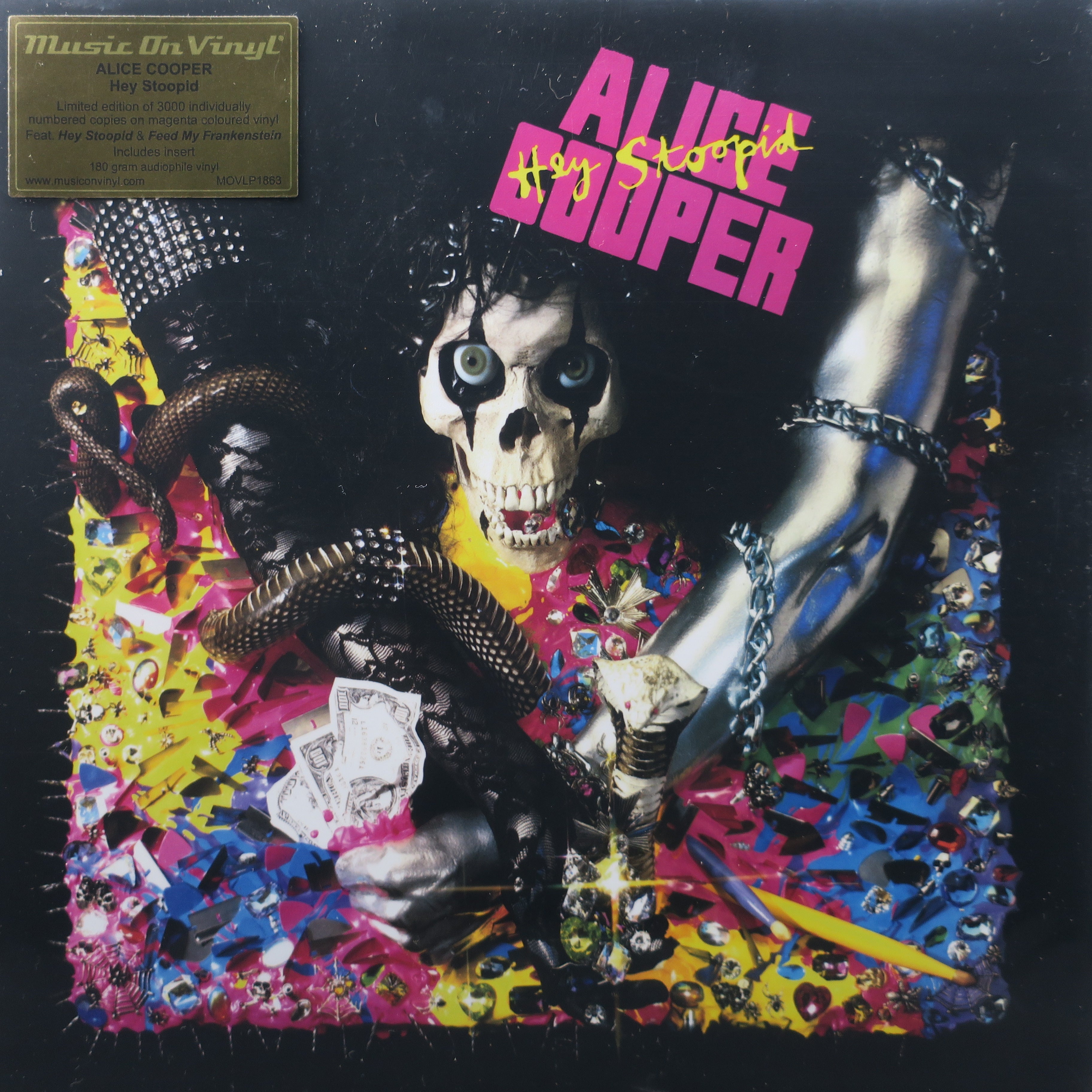 ALICE COOPER 'Hey Stoopid' Limited Edition 180g Magenta Vinyl LP Record - Perfect for Rock Music Collectors & Vinyl Enthusiasts