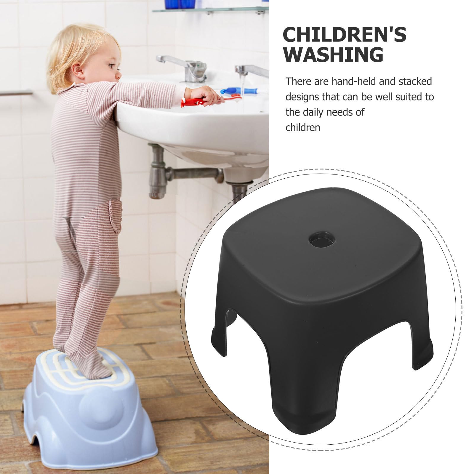 Adjustable PVC Step Stool for Adults & Toddlers - Non-Slip Bathroom Toilet Stool, Office Footrest, Multi-Purpose Stepping Stool for Home, Kitchen, and Shower Use