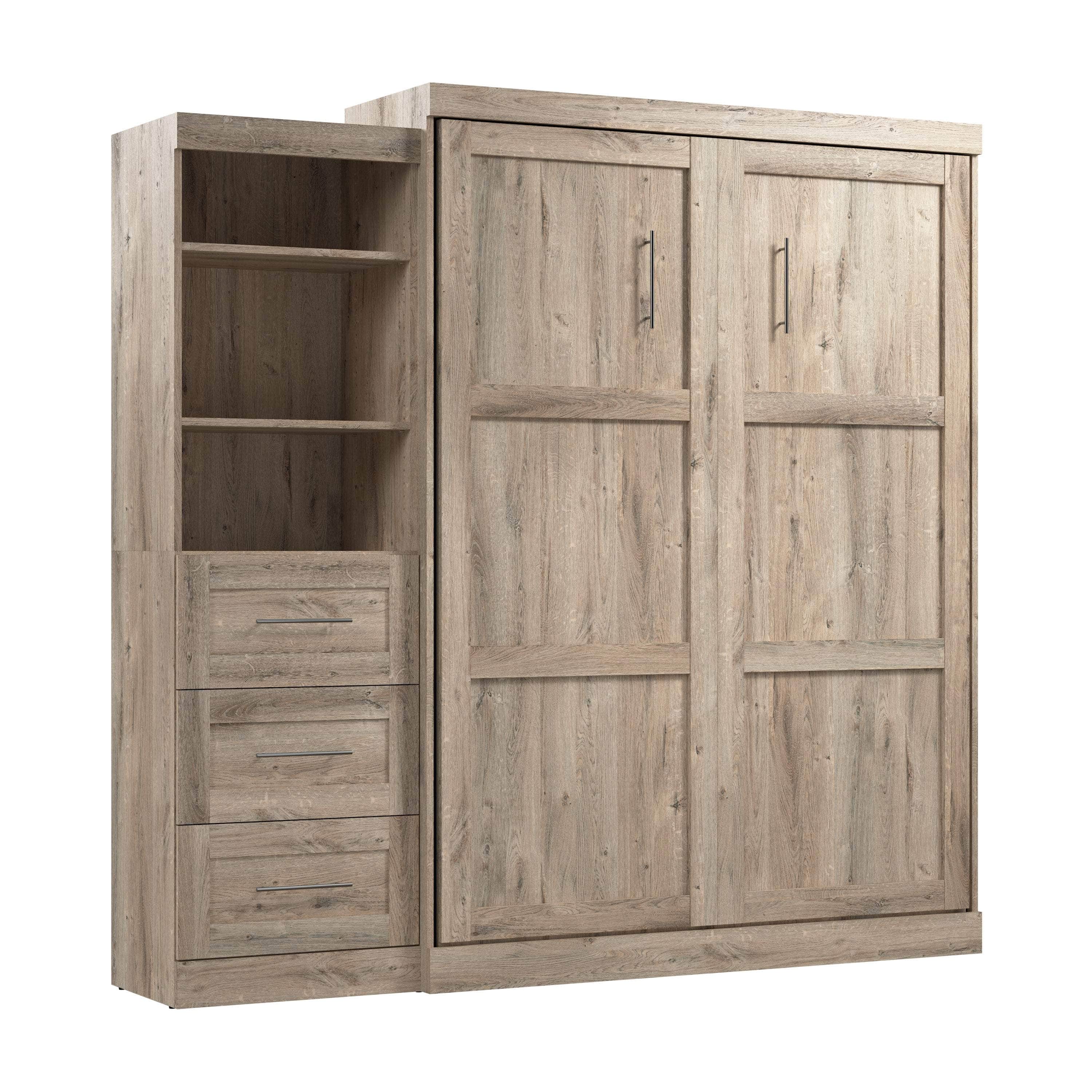 Queen Murphy Wall Bed with Storage Drawers - Space-Saving Foldable Bed for Small Rooms, Apartments & Guest Rooms (90