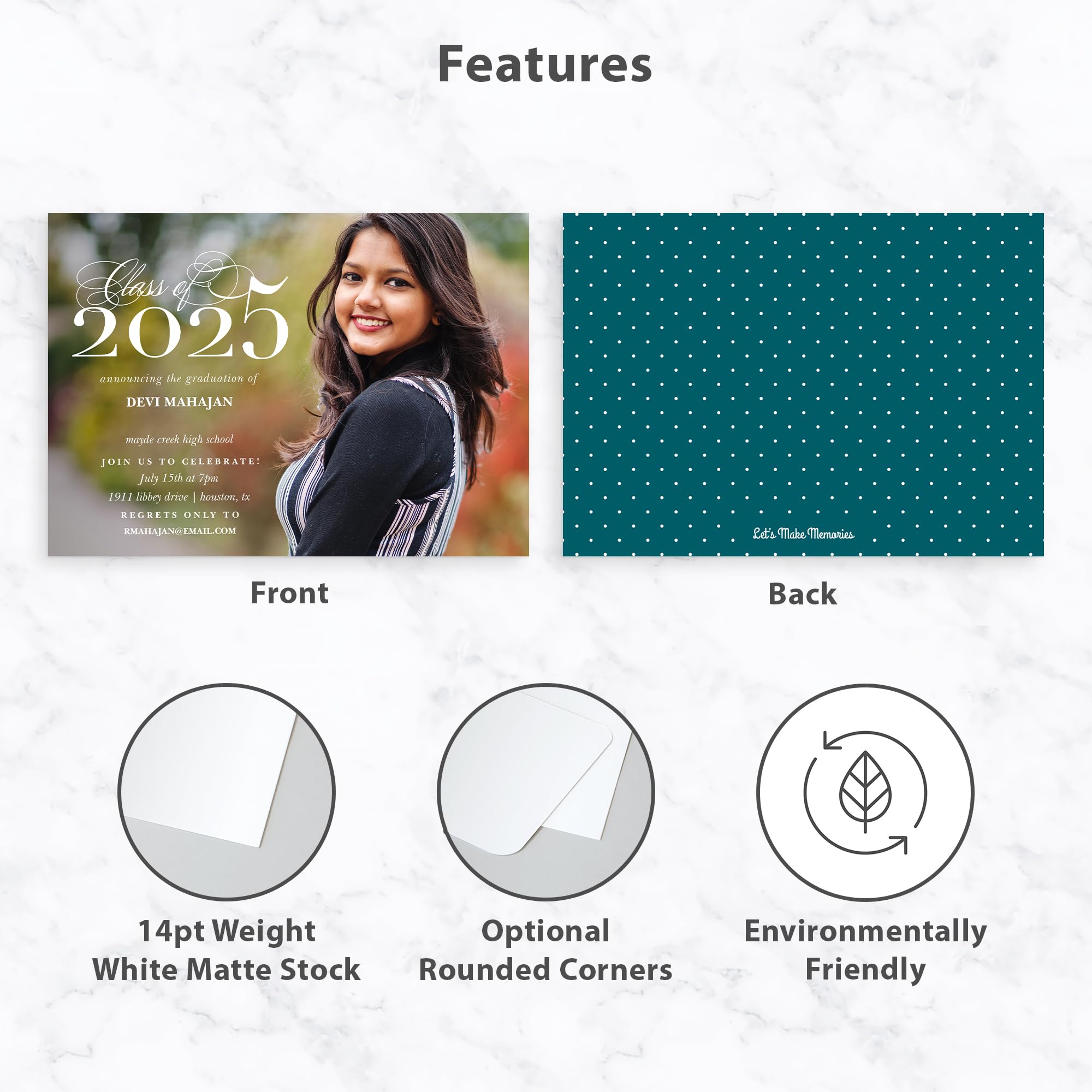 Custom Graduation Announcements Class of 2025 - Premium 5x7 Photo Invitation Cards with White Envelopes - Personalized Elegant Design for High School & College Graduates - Perfect for Commencement Ceremonies & Memory Keepsakes
