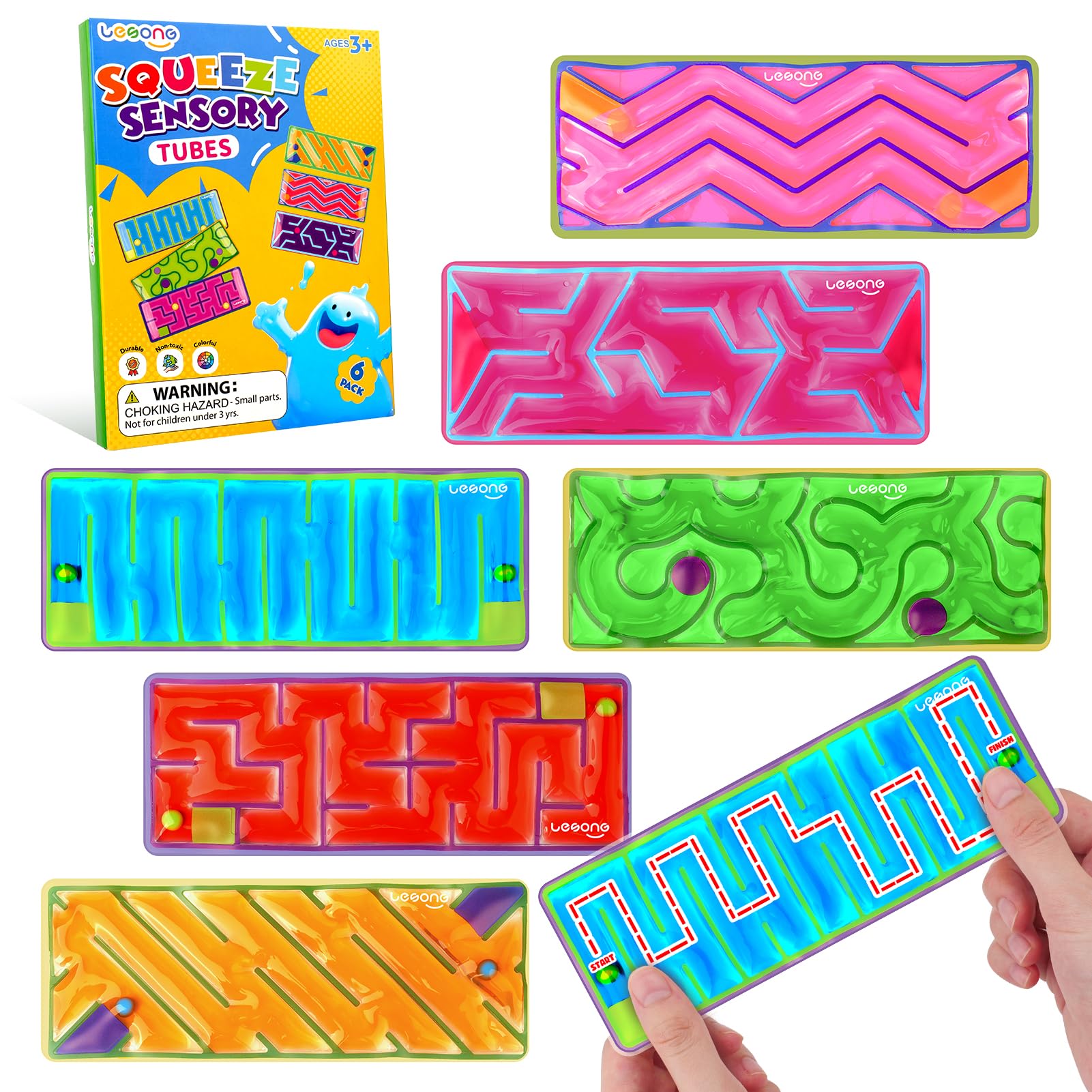Sensory Fidget Toys for Autism & ADHD - 6 Pack Squishy Maze Stress Relief Toys with Goo Filling - Quiet Classroom Sensory Tools for Kids & Special Needs - Perfect for Easter Baskets, Calming Corners & Anxiety Relief