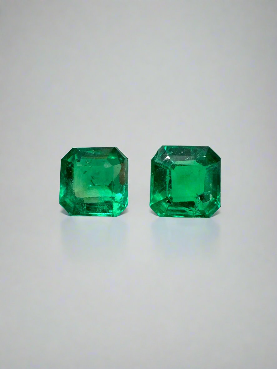 1.13tcw 5x5 Matching AAA Muzo Green Loose Colombian Emeralds - Asscher Cut Gemstones for Jewelry Making & Engagement Rings