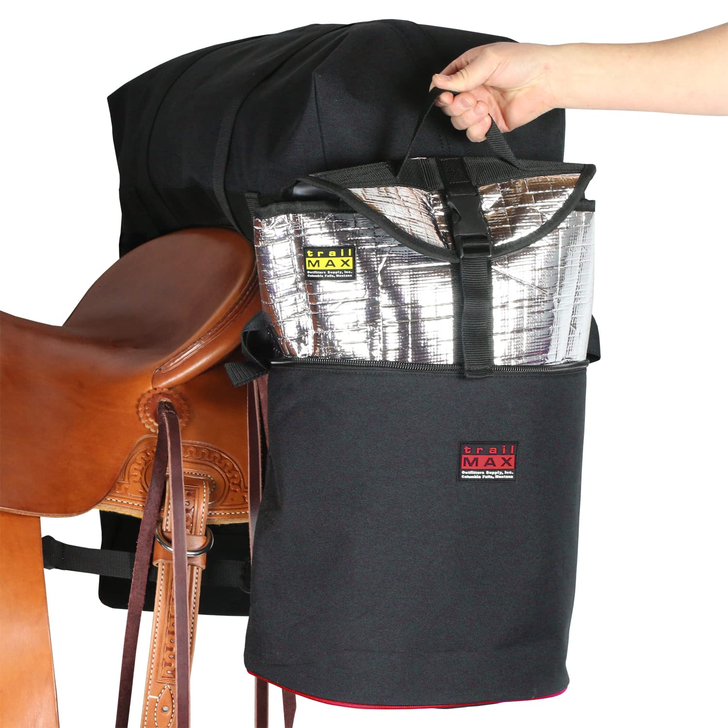 **TrailMax Large Insulated Horse Saddlebags for Trail Riding - Detachable Cantle Bag Included - Western & Endurance Saddle Accessories - Perfect for Long Rides & Outdoor Adventures**