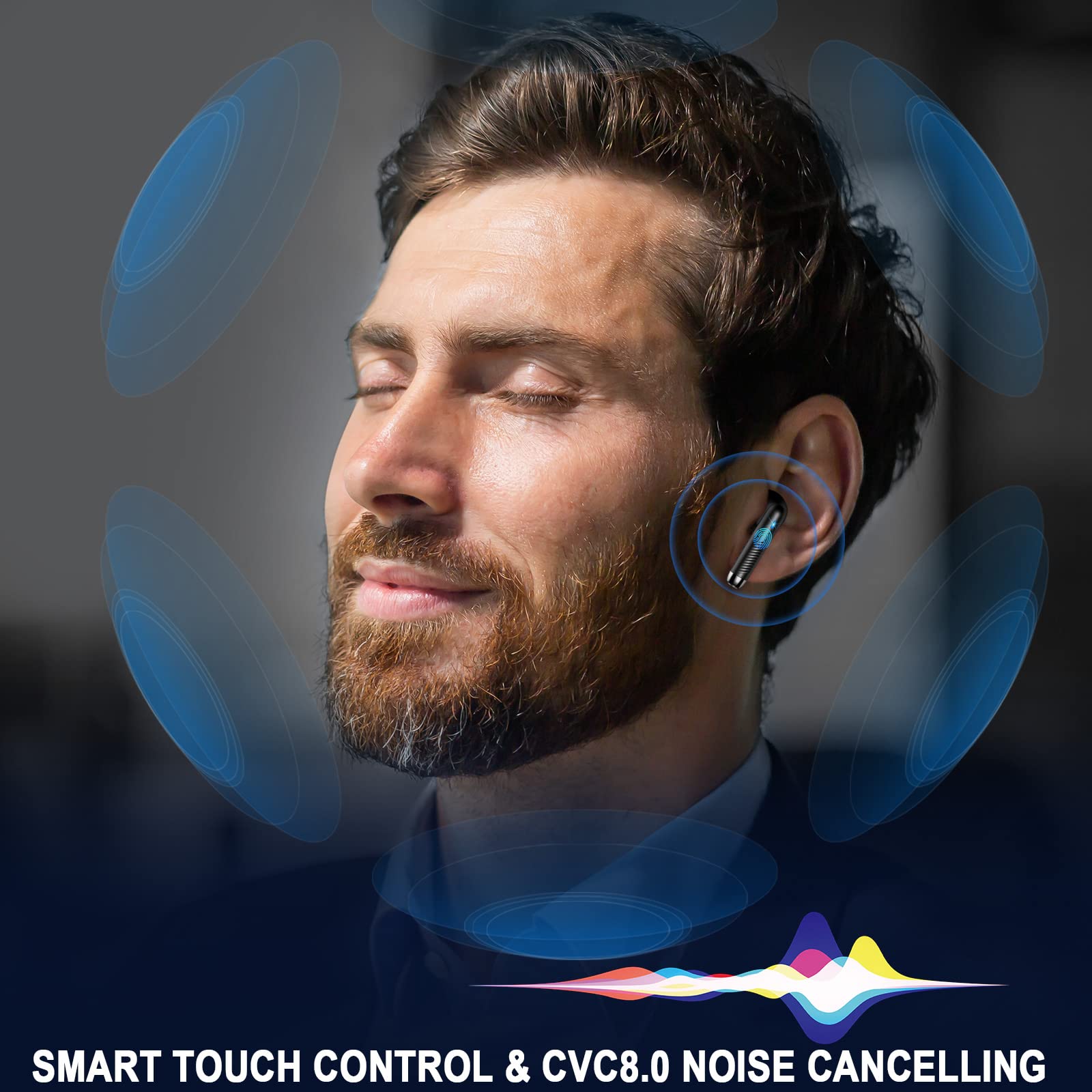 Wireless Earbuds Bluetooth 5.4 with ENC Noise Cancellation Mic - 40H Playtime HiFi Stereo Deep Bass Earphones | IP7 Waterproof USB-C Fast Charge | Perfect for Gym, Running, Travel & Work Calls