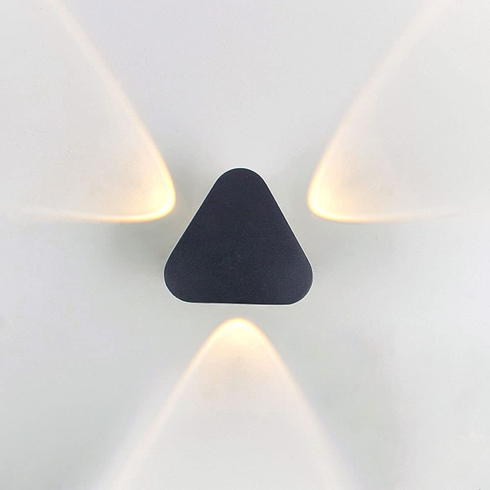 Modern Black Aluminum Outdoor Wall Sconce - Triangle Design Up/Down Lighting 3000K Warm White - Perfect for Villa, Deck, Garden & Exterior Lighting