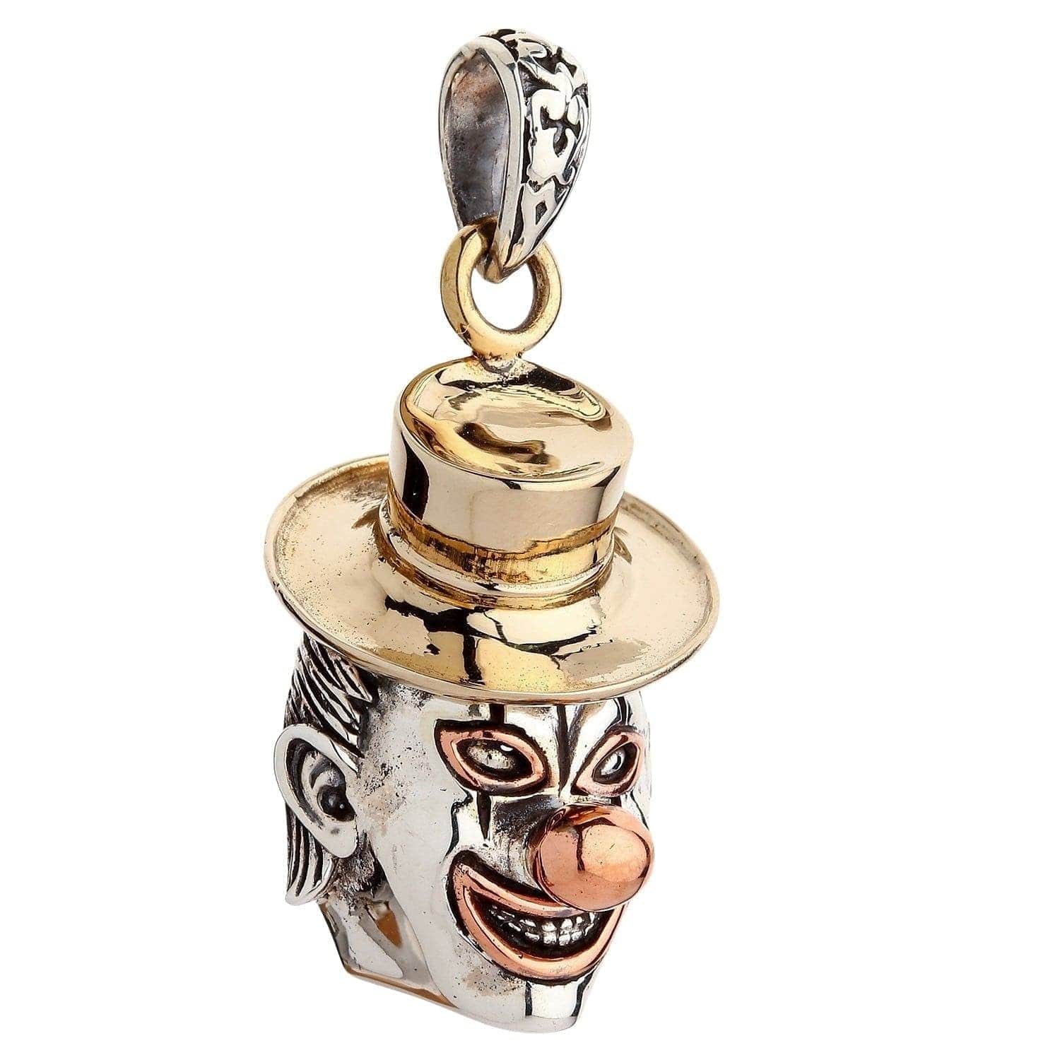 Joker Clown Sterling Silver Pendant Necklace - Gothic Jewelry for Cosplay & Halloween Costume Accessories