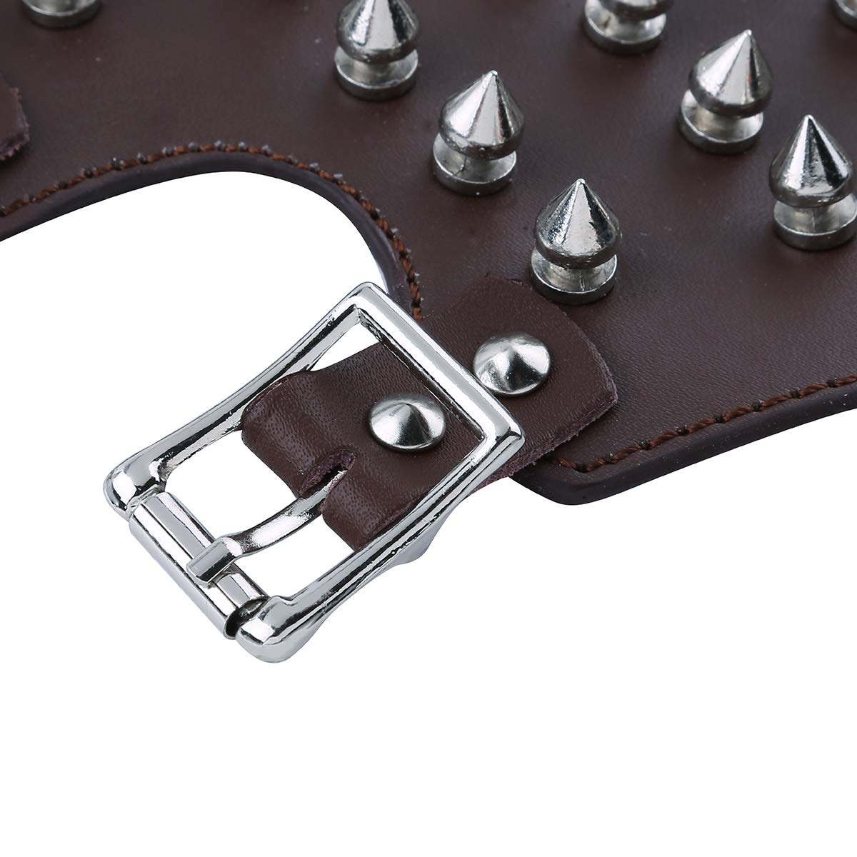 iEFiEL Unisex Faux Leather Spiked Gauntlet Wristband - Wide Protective Arm Cuff Bracer for Cosplay, Gothic Fashion & Motorcycle Riding