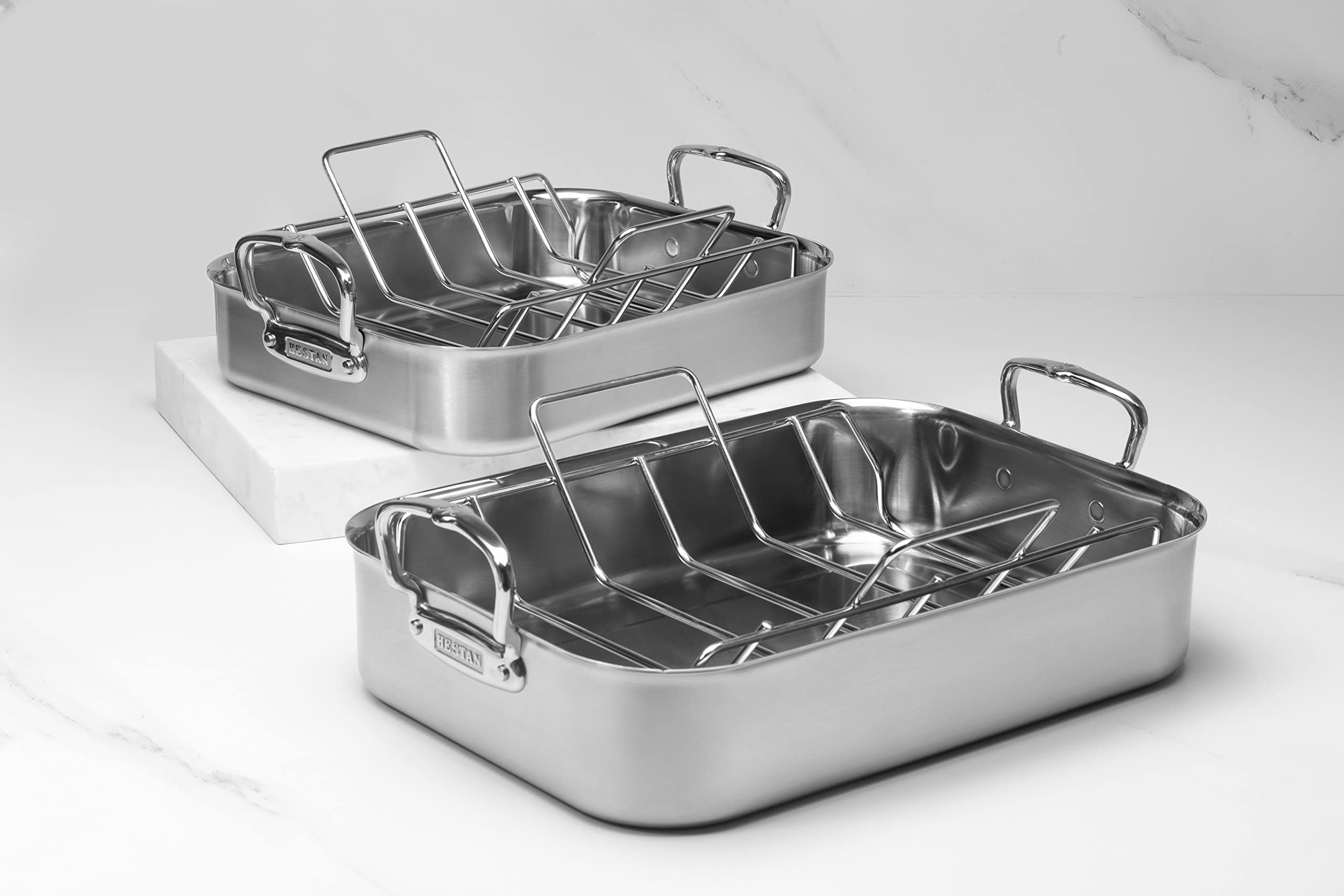 Hestan Stainless Steel Classic Roaster with Rack - Induction Cooktop & Oven Safe - Perfect for Holiday Turkey, Prime Rib & Large Roasts