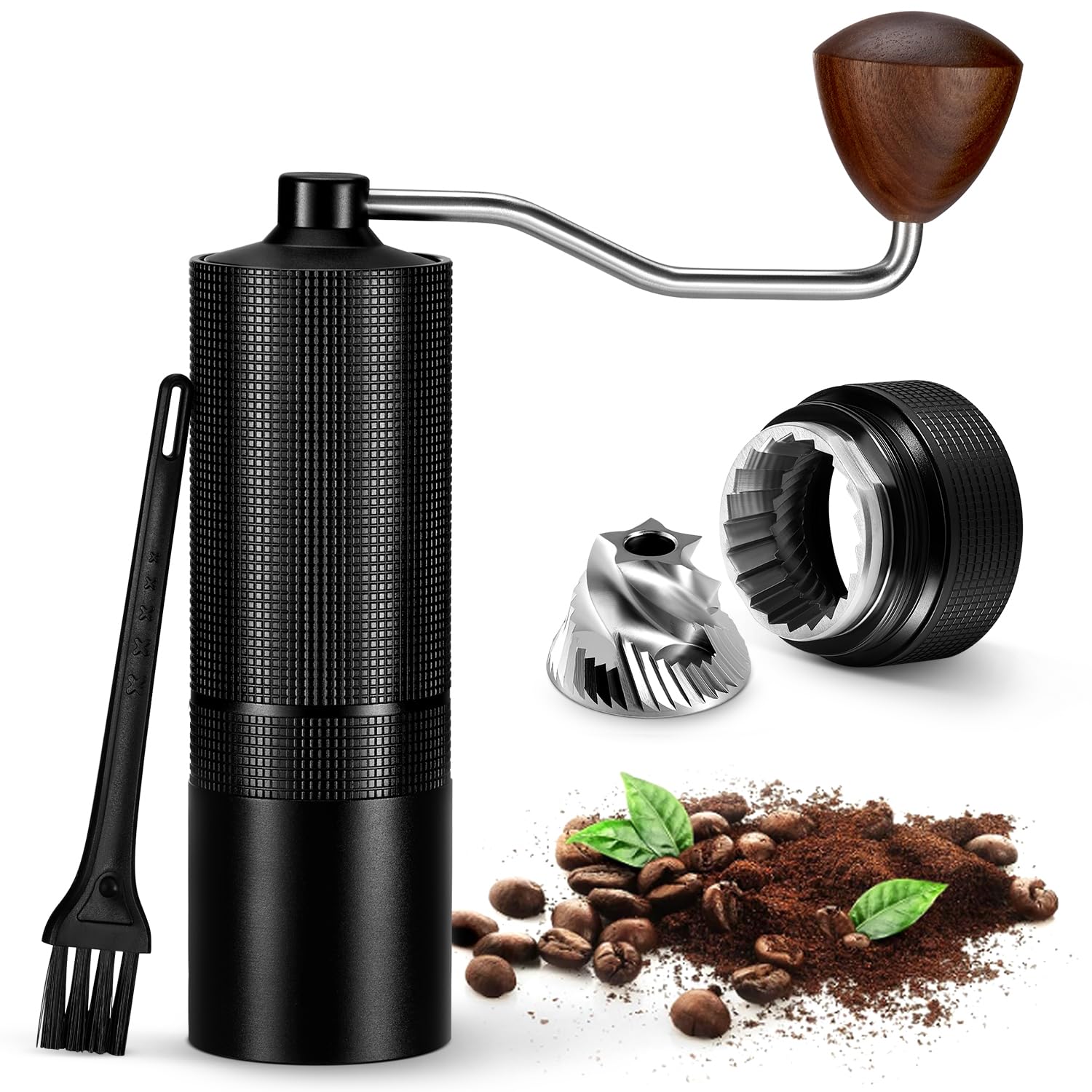 Premium Manual Coffee Grinder - Adjustable Burr Mill for Espresso, French Press & Pour Over | Portable Hand Crank Coffee Bean Grinder with 18 Click Settings | Perfect for Home, Office, Travel & Camping | Ideal Gift for Coffee Lovers