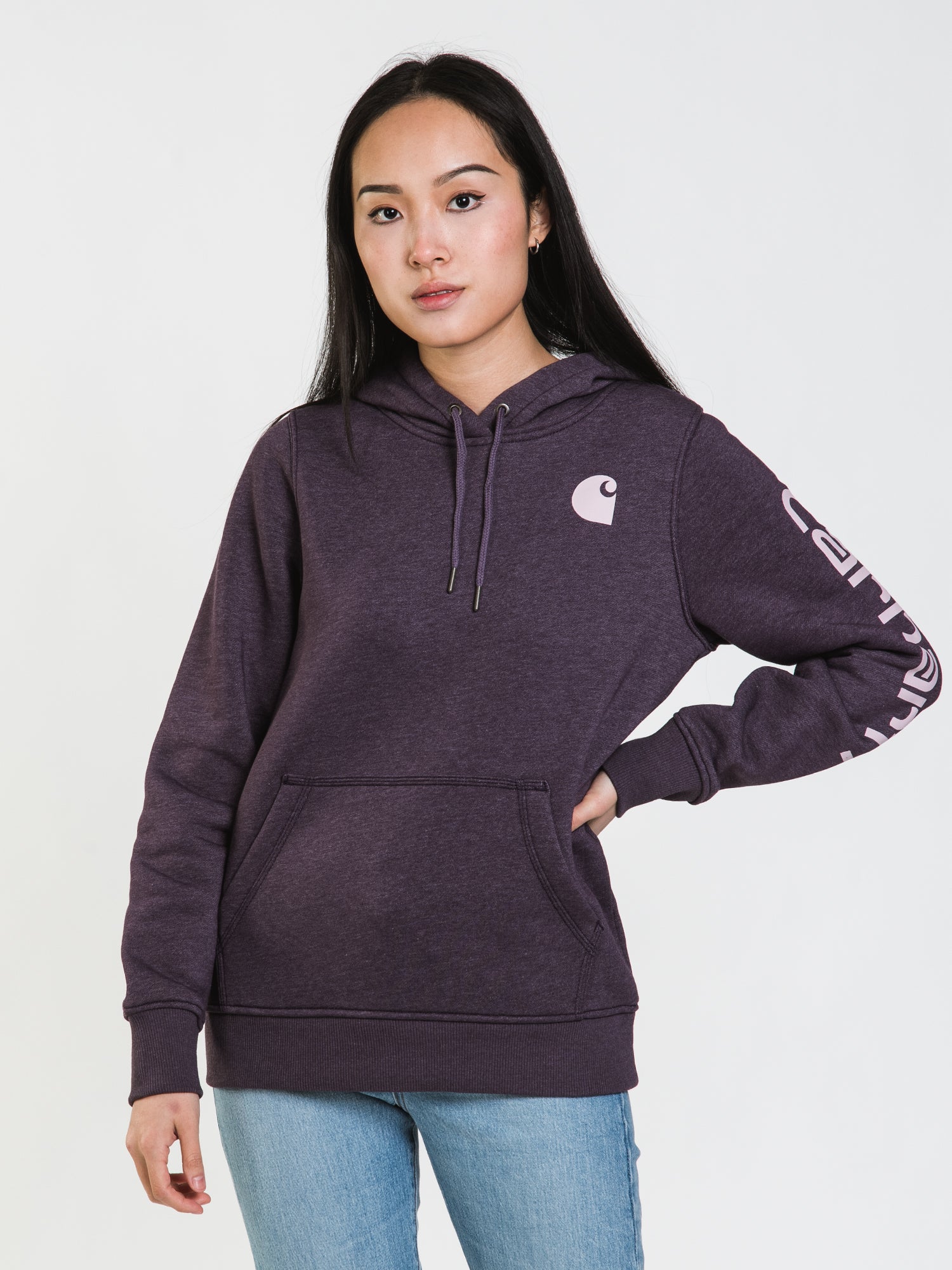 Carhartt Logo Sleeve Pullover Hoodie - Men's & Women's Heavyweight Sweatshirt for Work & Outdoor Activities | Clearance Sale