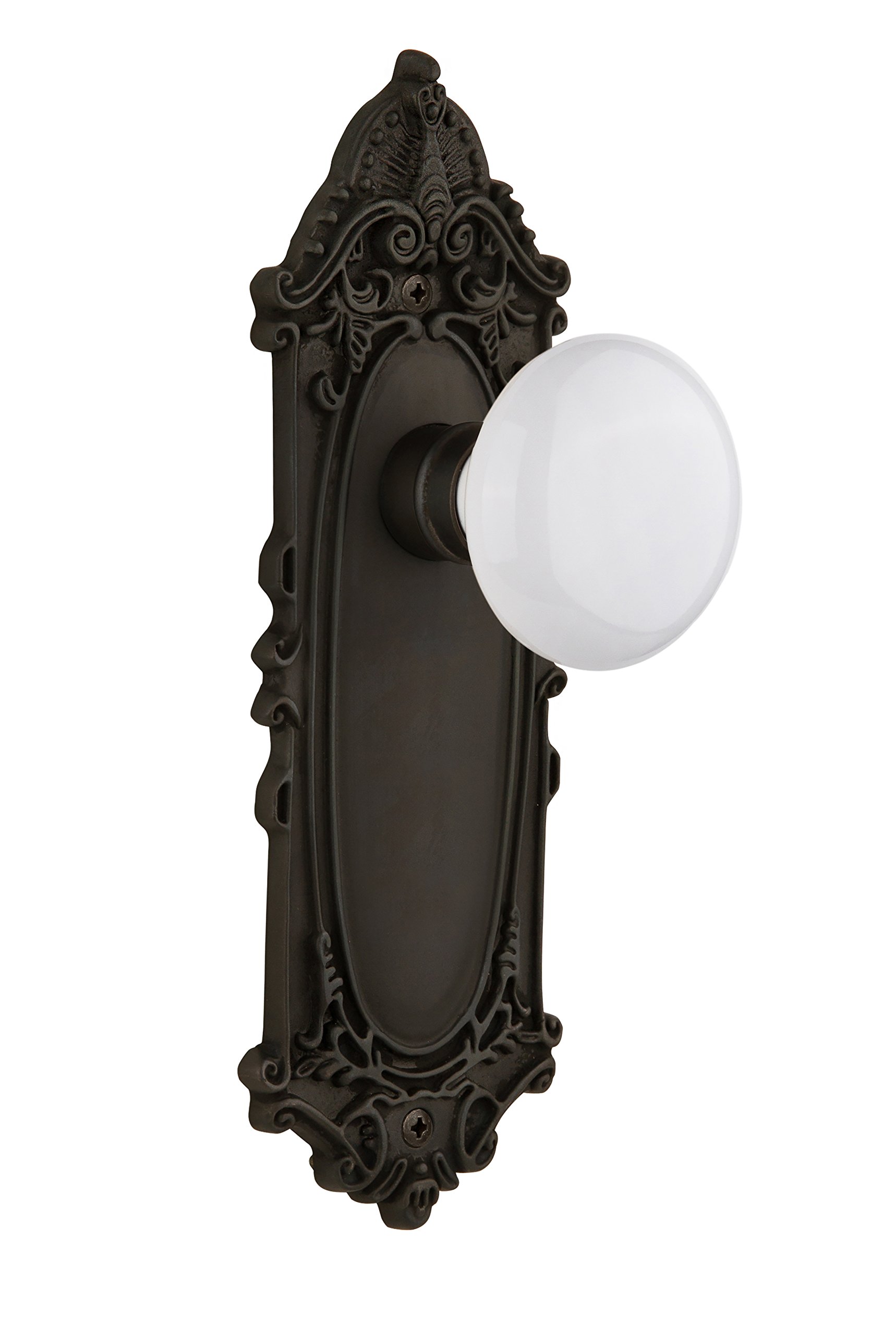 Nostalgic Victorian Cabinet Plate with White Porcelain Knob - 2.375