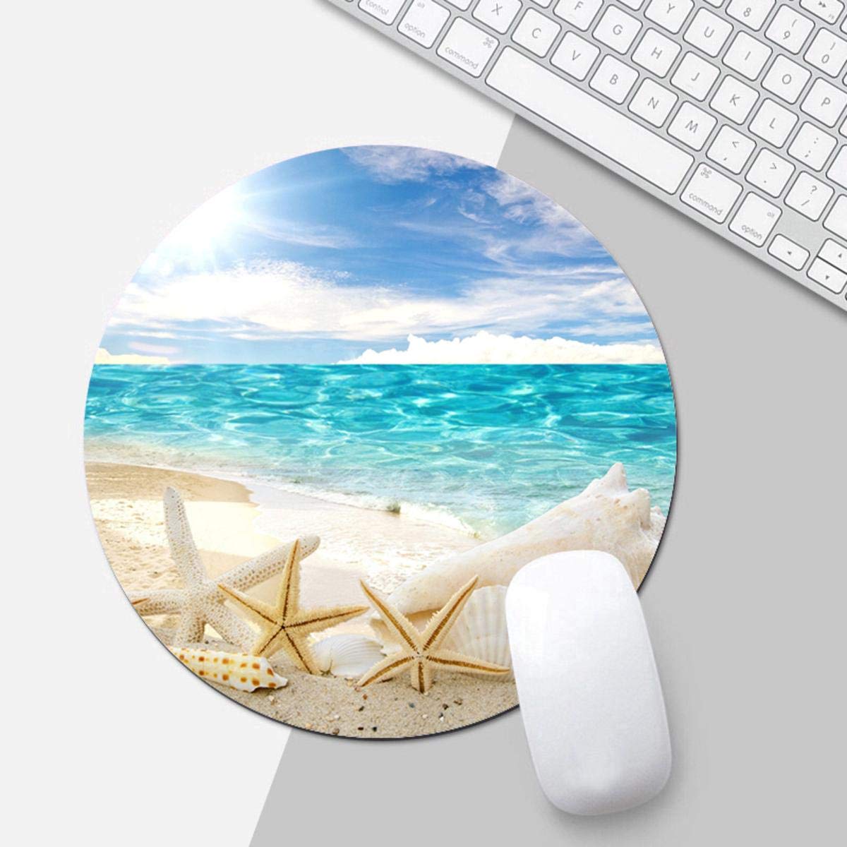 Custom Round Non-Slip Rubber Mouse Pad - Beautiful Beach Design for Office & Gaming | Ergonomic Computer & Laptop Accessory | Perfect for Work Desks, Home Offices & Gaming Setups