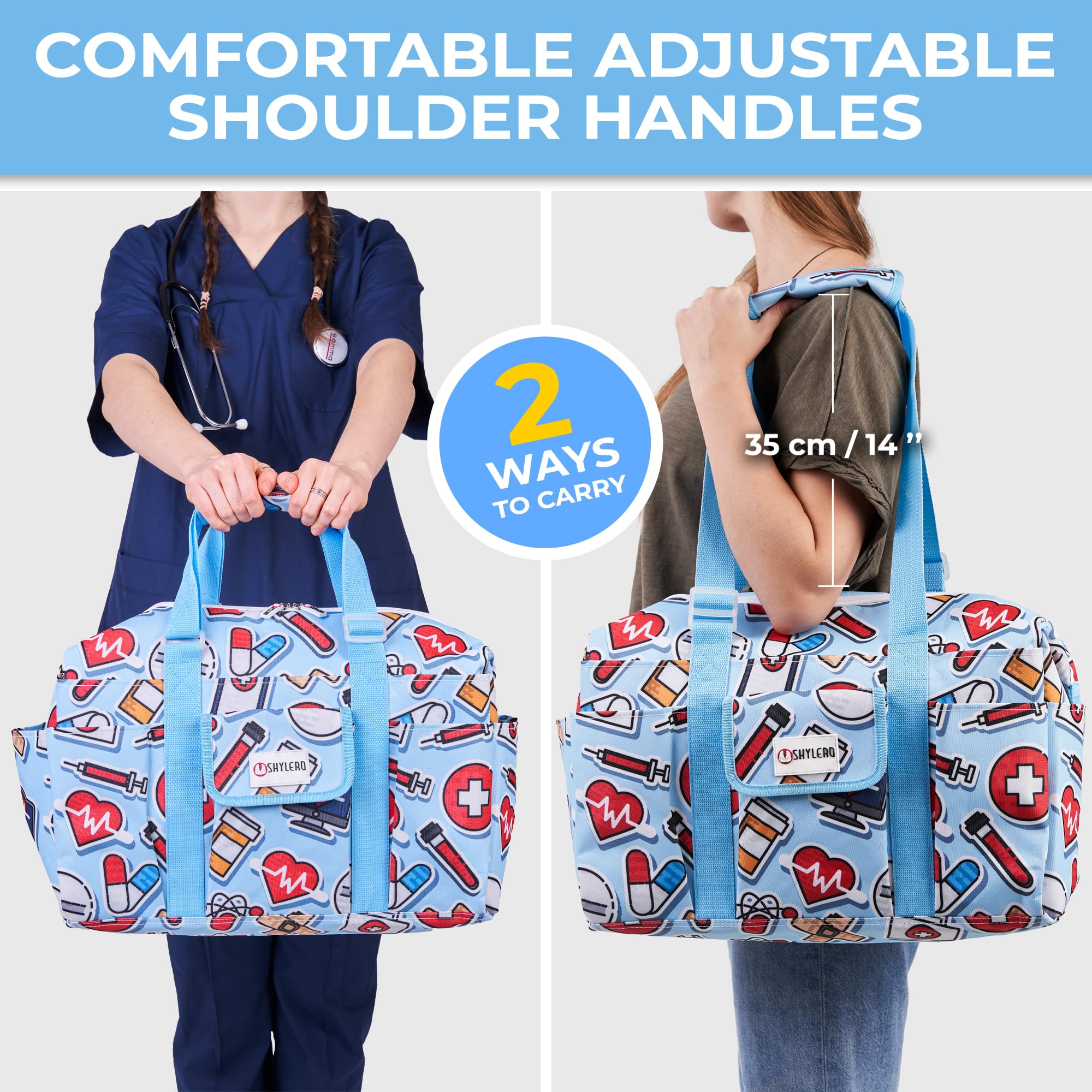 SHYLERO Nurse Bag with 21 Pockets - Large Waterproof Medical Tote for Nurses & Healthcare Professionals | Perfect for Hospitals, Clinics & Daily Commute