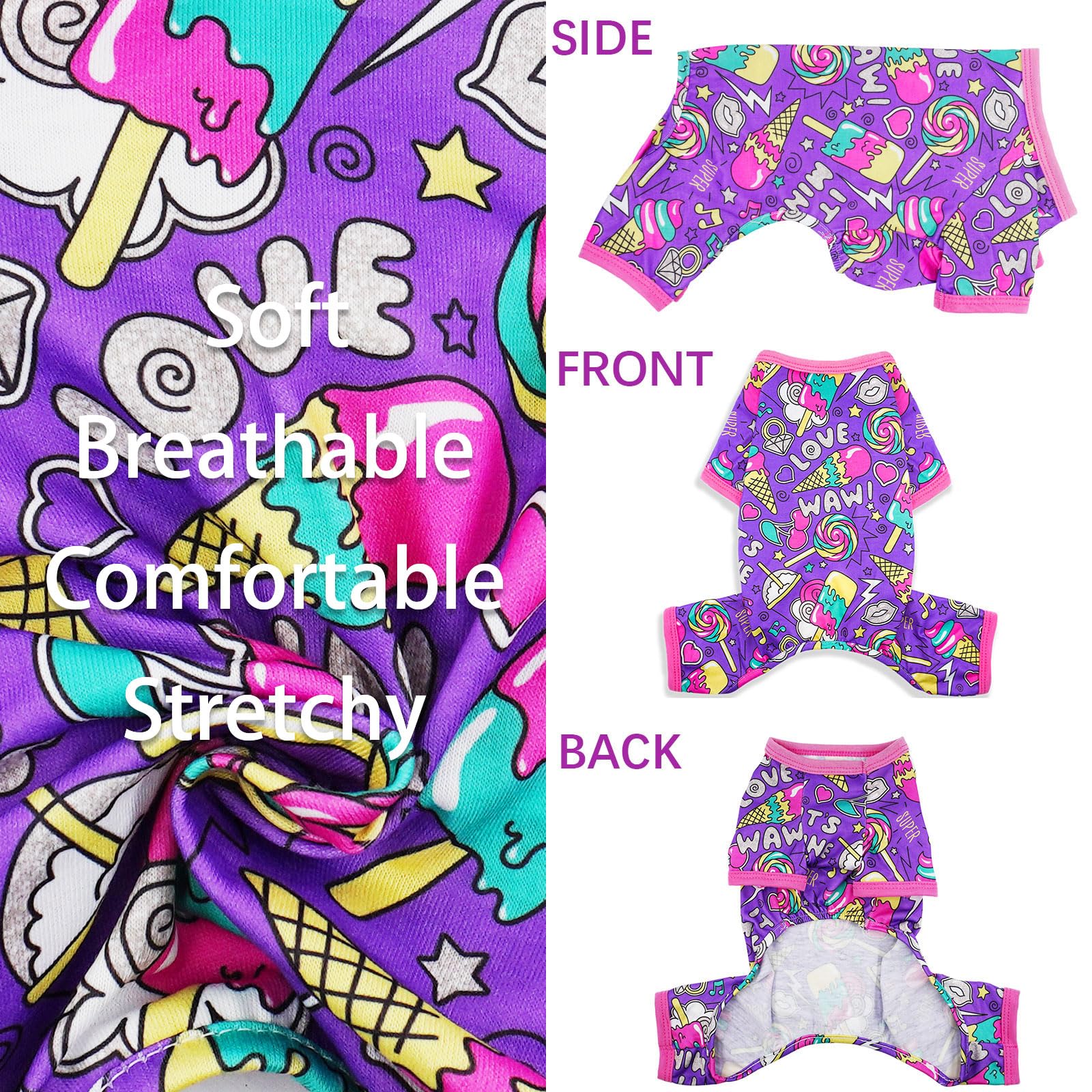 Cute Summer Dog Pajamas for Small & Medium Dogs - Soft Stretchy Puppy PJs Outfit for Boys & Girls (X-Small) | Comfortable Pet Jammies for Cats & Dogs - Perfect for Indoor Lounging & Bedtime