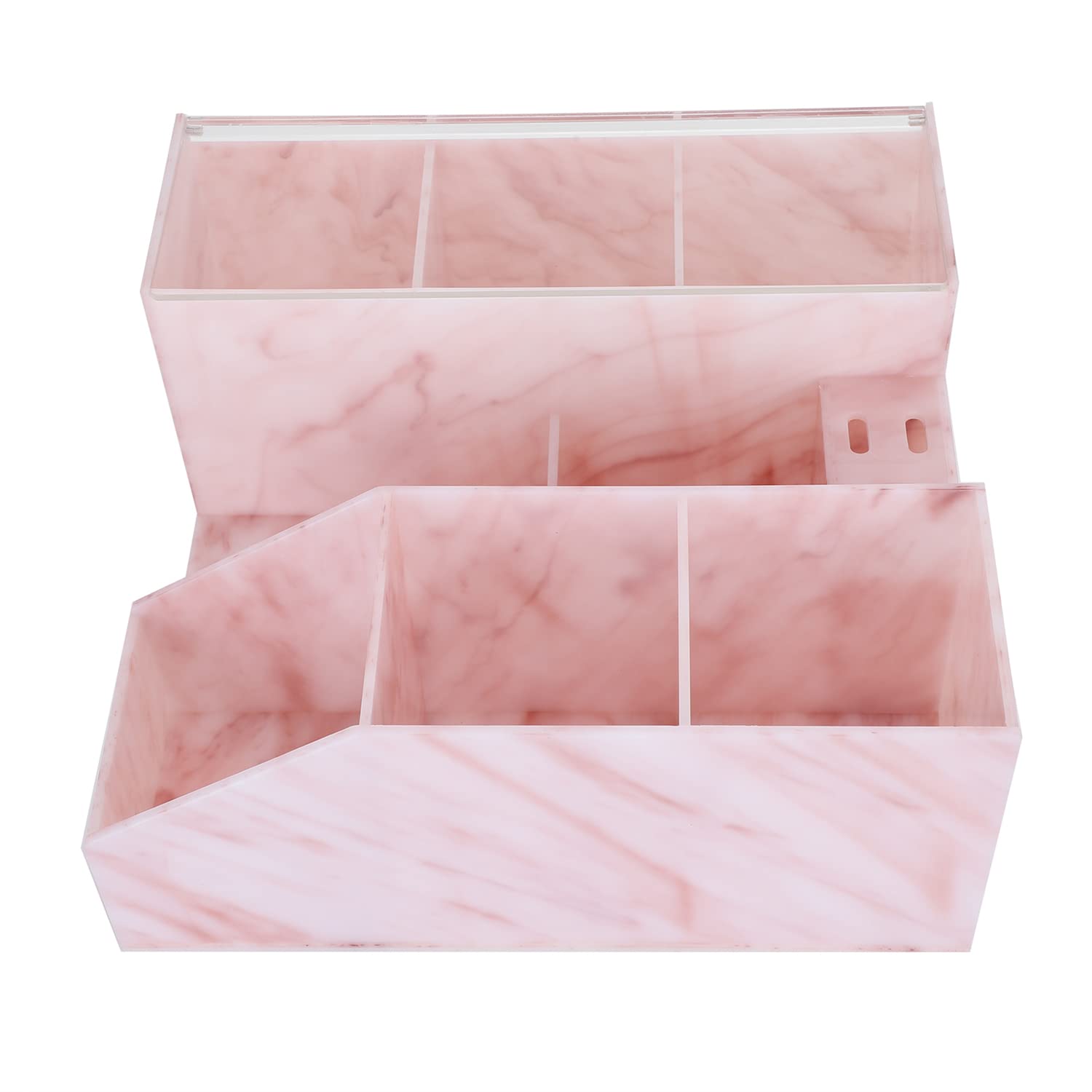 Acrylic Eyelash Extension Organizer with Tweezers Holder - Marble Pink Beauty Tool Storage Box for Lash Artists & Home Salon Use | Perfect for Professional Eyelash Extension Kits & DIY Beauty Storage