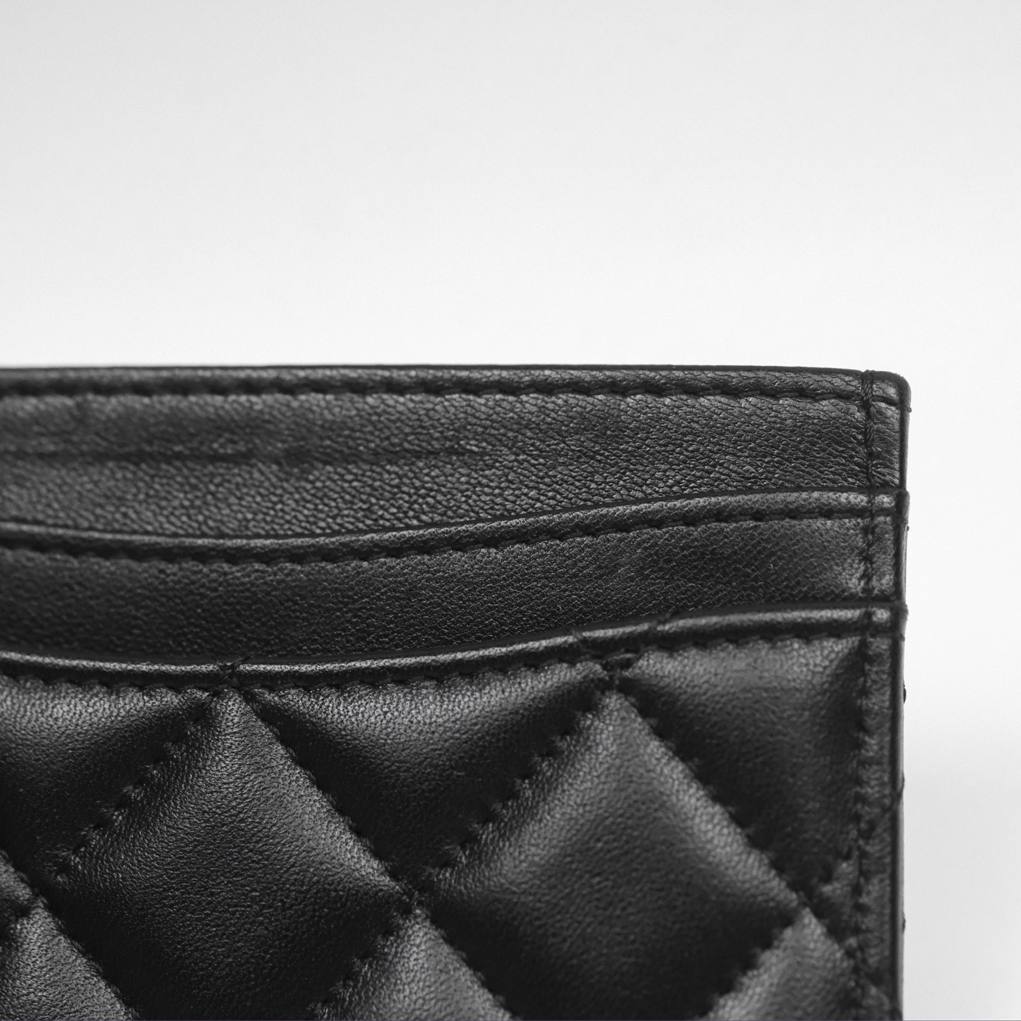 Chanel Classic Flat Card Holder in Black Lambskin with Silver Hardware - Luxury Compact Wallet for Everyday Use & Travel Essentials