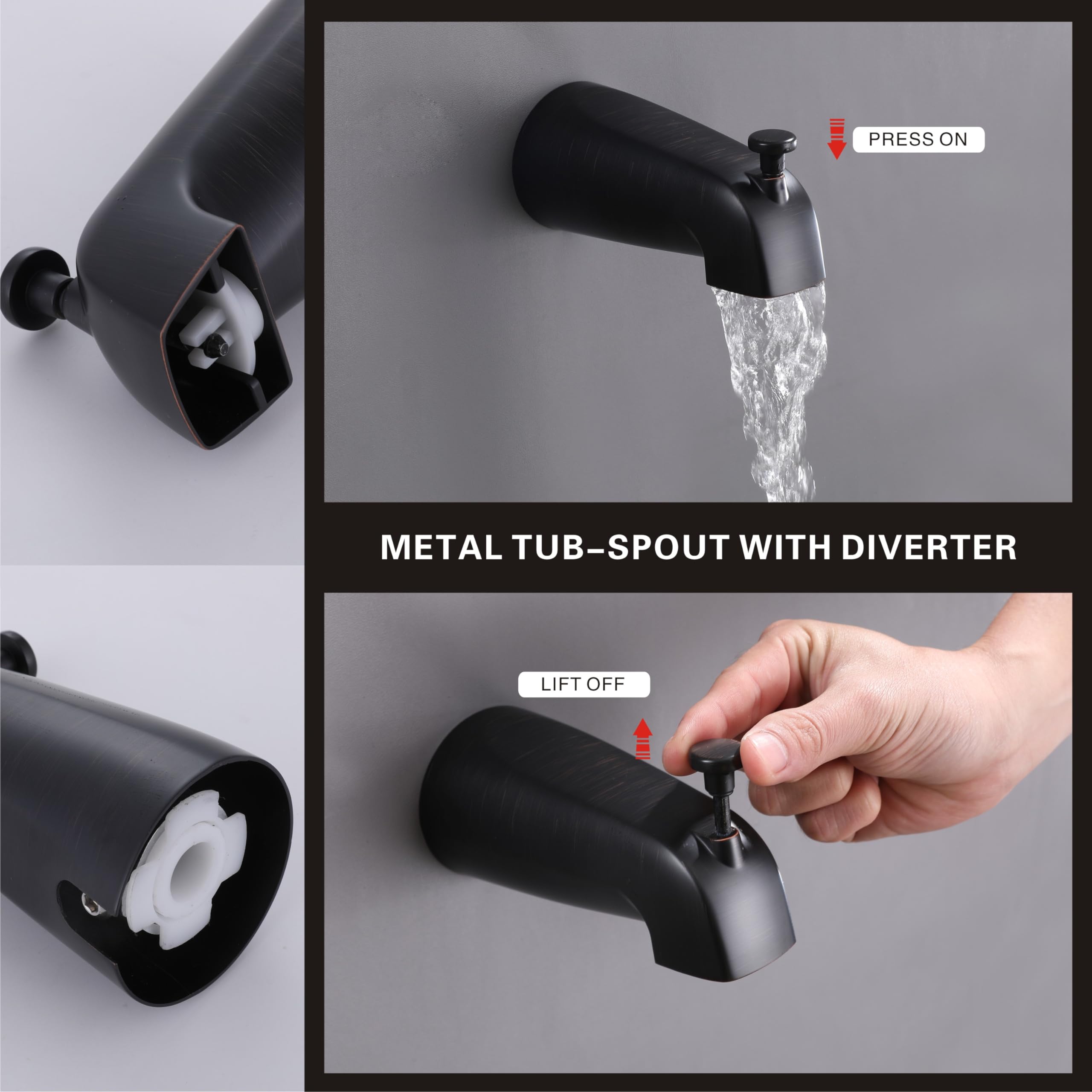 KIRLYSTONE Oil-Rubbed Bronze Shower Faucet Set with Handheld Shower Head and Tub Spout - Complete Bathroom Shower System (Includes Brass Valve) - Perfect for Modern Bathroom Renovations and Luxury Shower Upgrades
