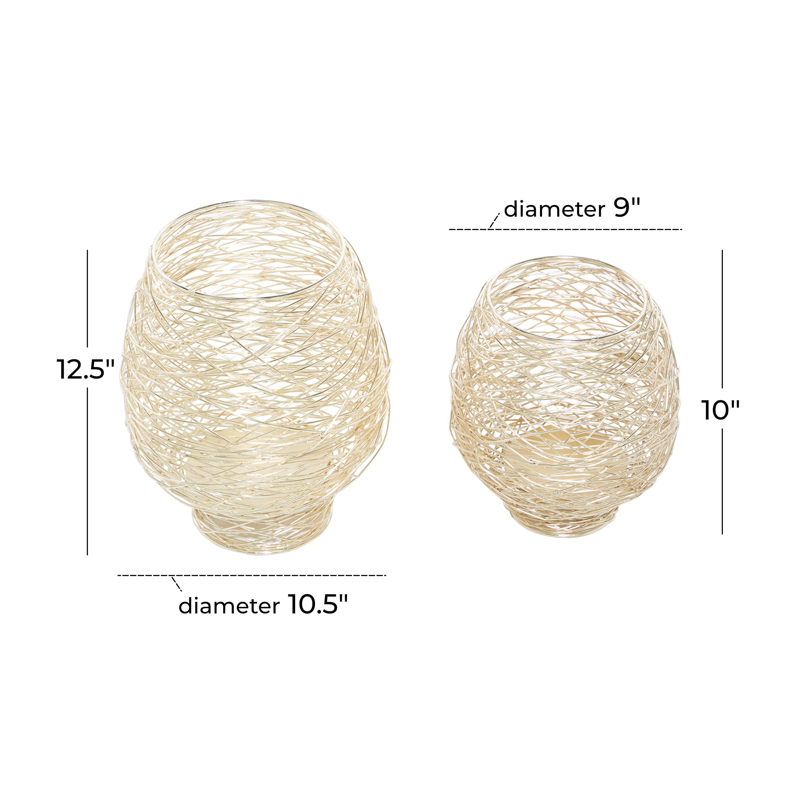 CosmoLiving by Cosmopolitan Gold Metal Candle Lantern Set of 2 - 13