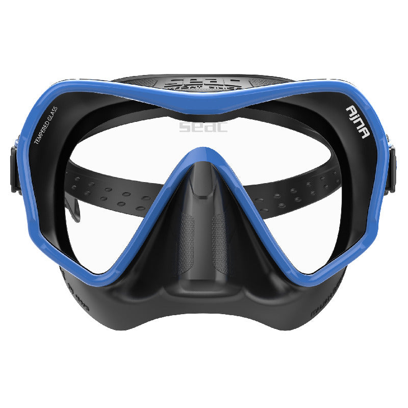 Seac AJNA Snorkeling Mask with Blue Tempered Glass Lens - Perfect for Scuba Diving, Snorkeling & Underwater Photography