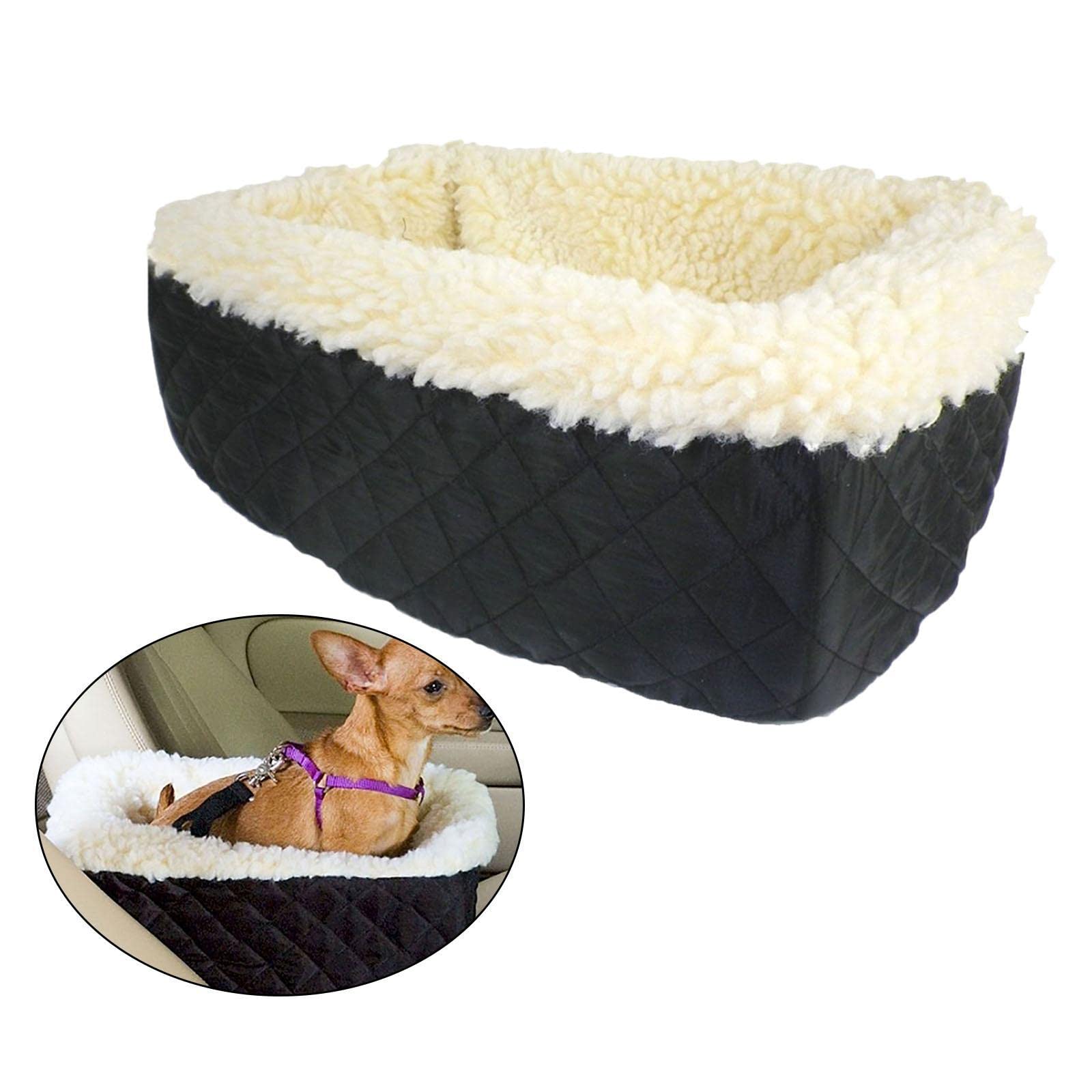 LYLA Dog Car Carrier - Soft Non-Slip Puppy Booster Seat & Travel Crate for Small Dogs - Car Armrest & House Use - Perfect for Road Trips & Home Comfort (Black)