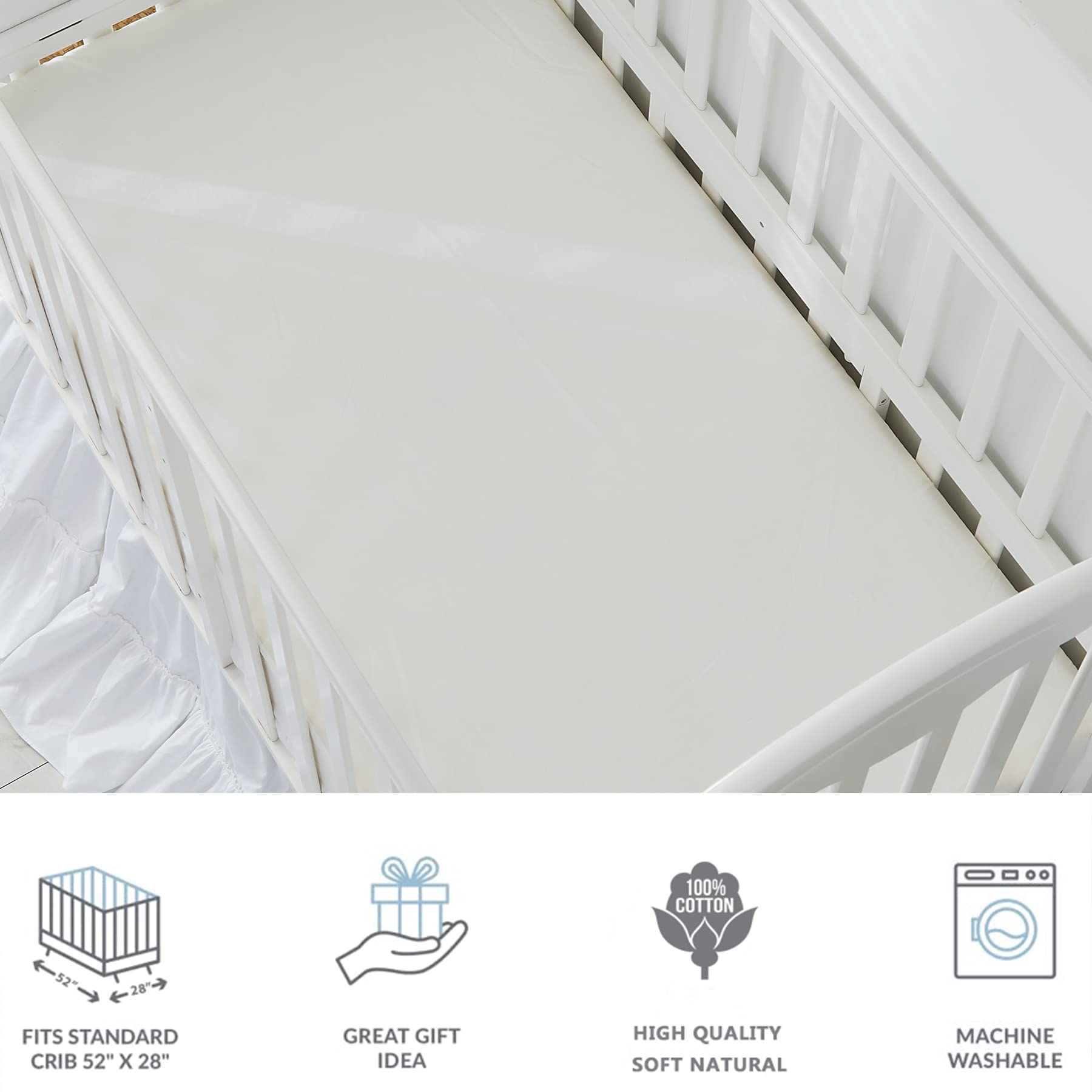 Brandream Unisex Bohemian Baby Crib Bedding Set - 3 Piece Cotton Quilt with Elephant Embroidery, White Farmhouse Chic Nursery Decor for Boys & Girls - Perfect for Gender Neutral Nursery, Baby Shower Gift & Newborn Essentials