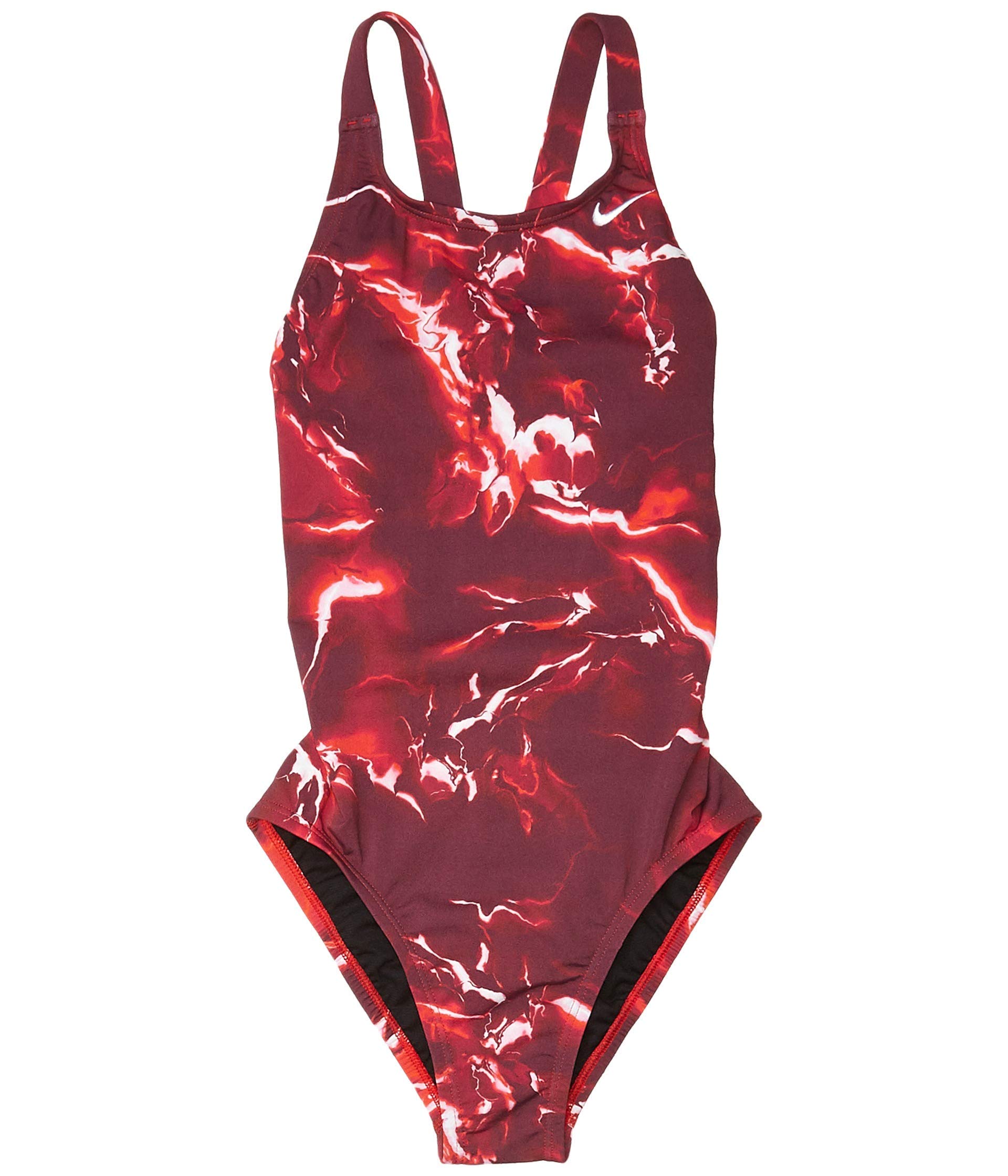 Nike Kids Girl's Lightning Fast Back One-Piece Swimsuit - Little Kids/Big Kids Sizes - University Red (14 Big Kids) - Perfect for Swimming Lessons, Beach Vacations & Pool Parties