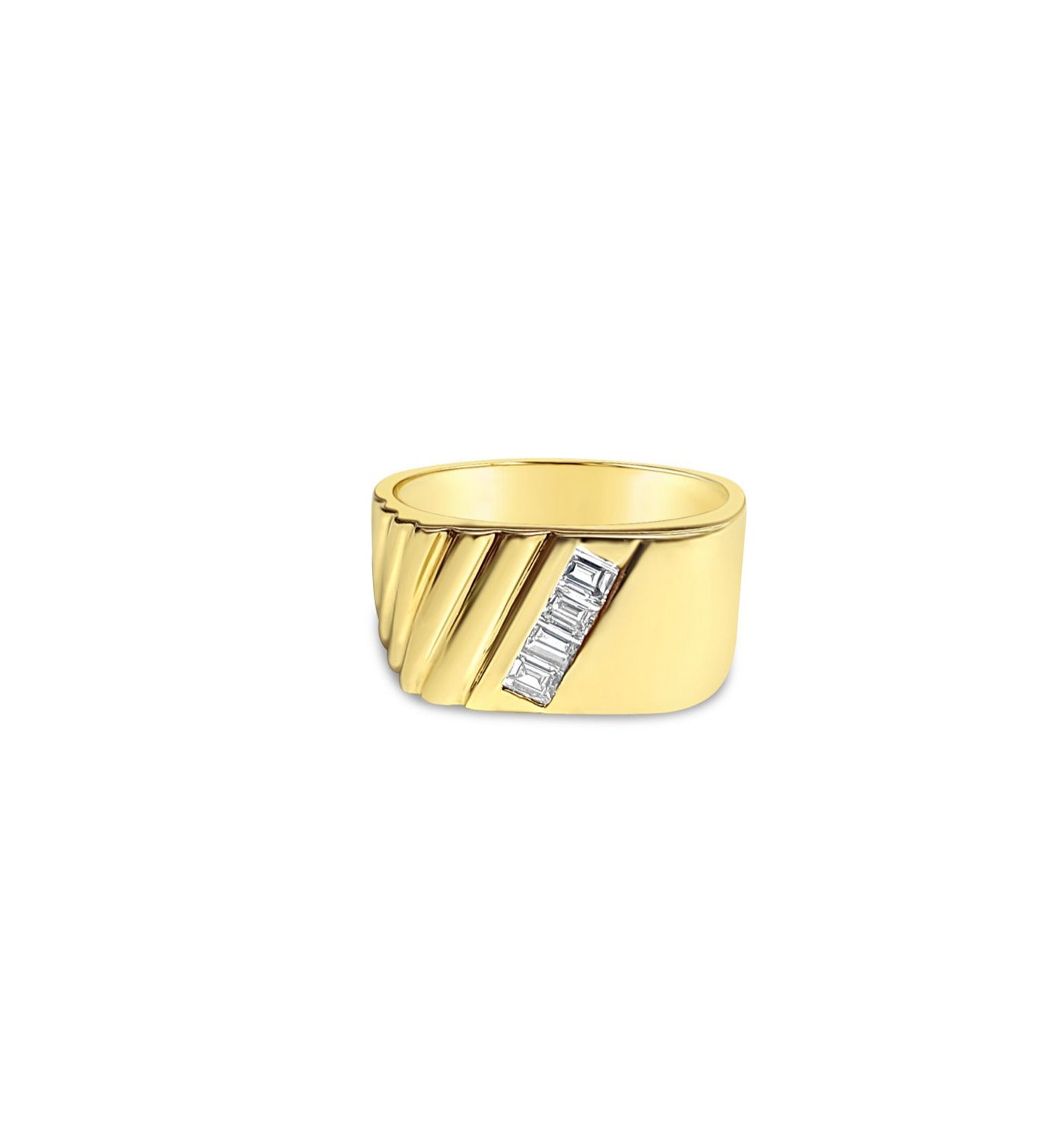 14k Yellow Gold Diagonal Baguette Diamond Wedding Band - 0.33cttw Elegant Stackable Ring for Bridal Sets, Anniversary Gifts & Special Occasions