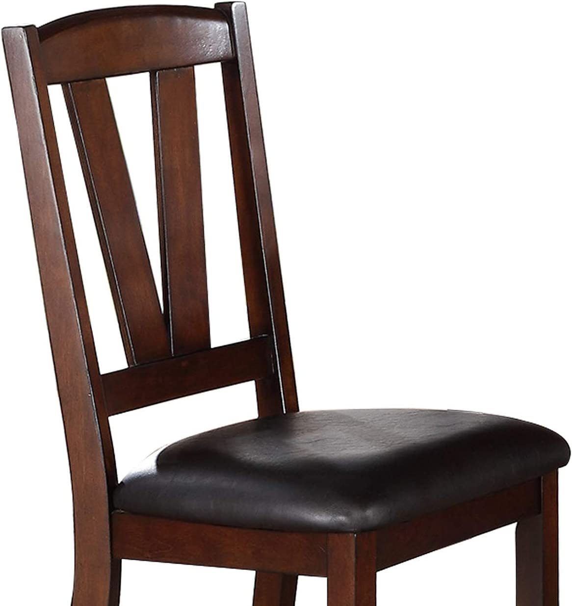 Dark Walnut Wood Framed Dining Chairs Set of 2 - Cushioned Kitchen & Breakfast Nook Seating - Perfect for Small Spaces & Cozy Dining Areas