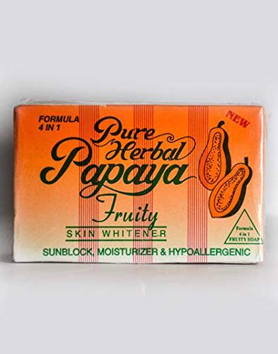 Pure Herbal Papaya Fruity Soap - 4-in-1 Skin Whitening & Brightening Bar (135g) for Face & Body - Natural Glow for Dry, Oily & Sensitive Skin - Perfect for Daily Cleansing & Spa Treatment