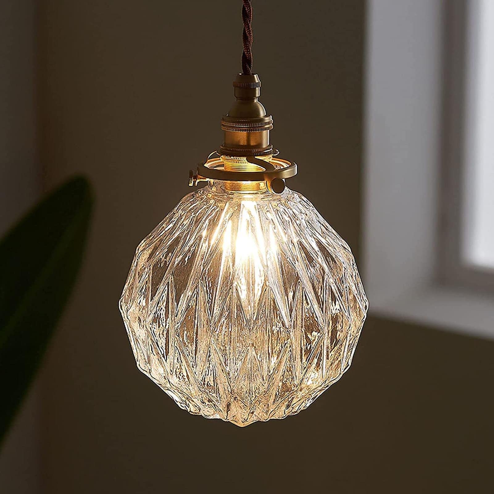 Vintage Japanese Style Brass Ceiling Pendant Light with Ins Glass Shade - Retro Chandelier for Dining Room, Kitchen Island, or Bedroom Lighting - European Inspired Small Fresh Glass Suspension Luminaire