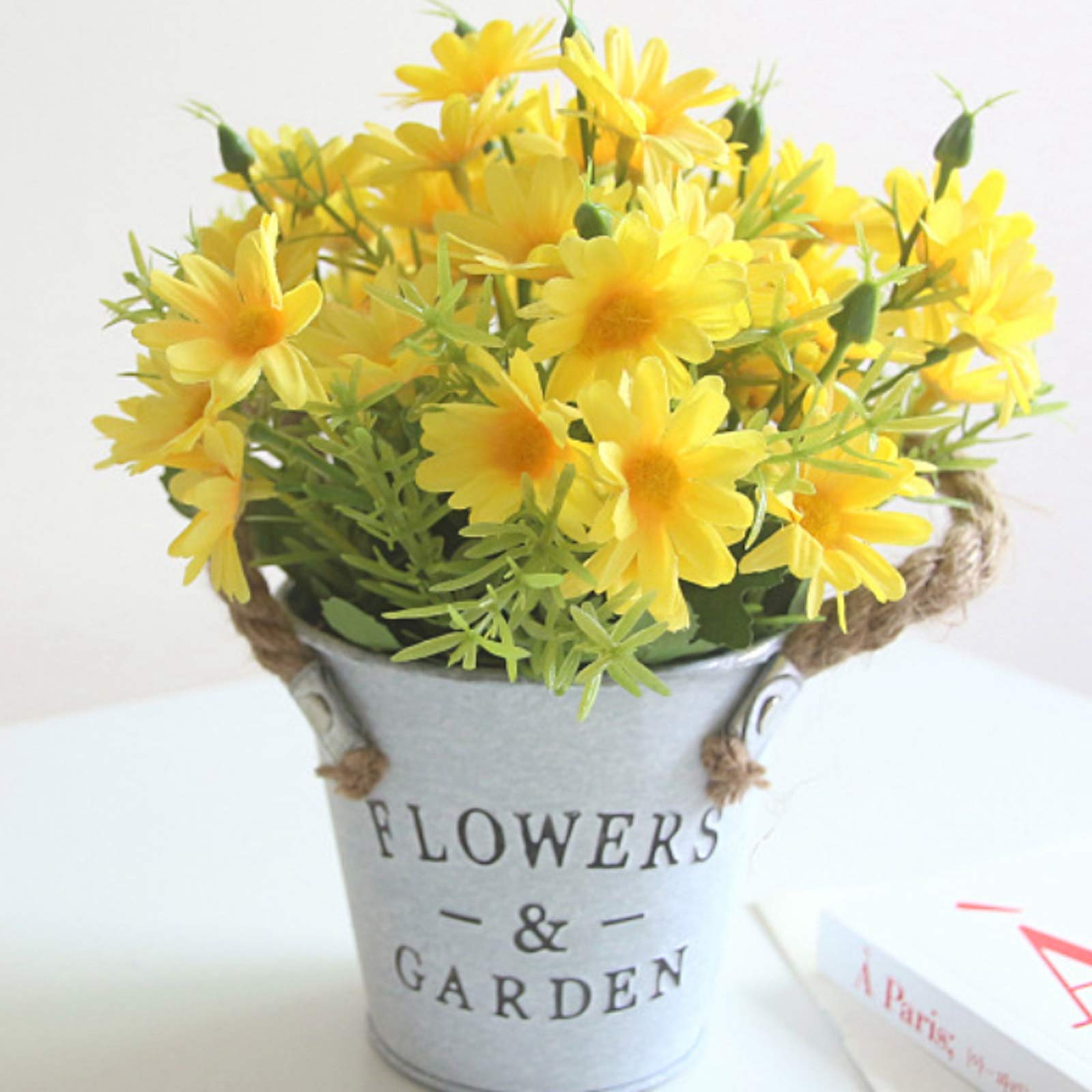 Vintage Yellow Silky Artificial Daisy Bonsai Bouquet for Wedding, Party, Stage Centerpieces, Windowsill Decor - Perfect for Home, Office, and Event Decorations