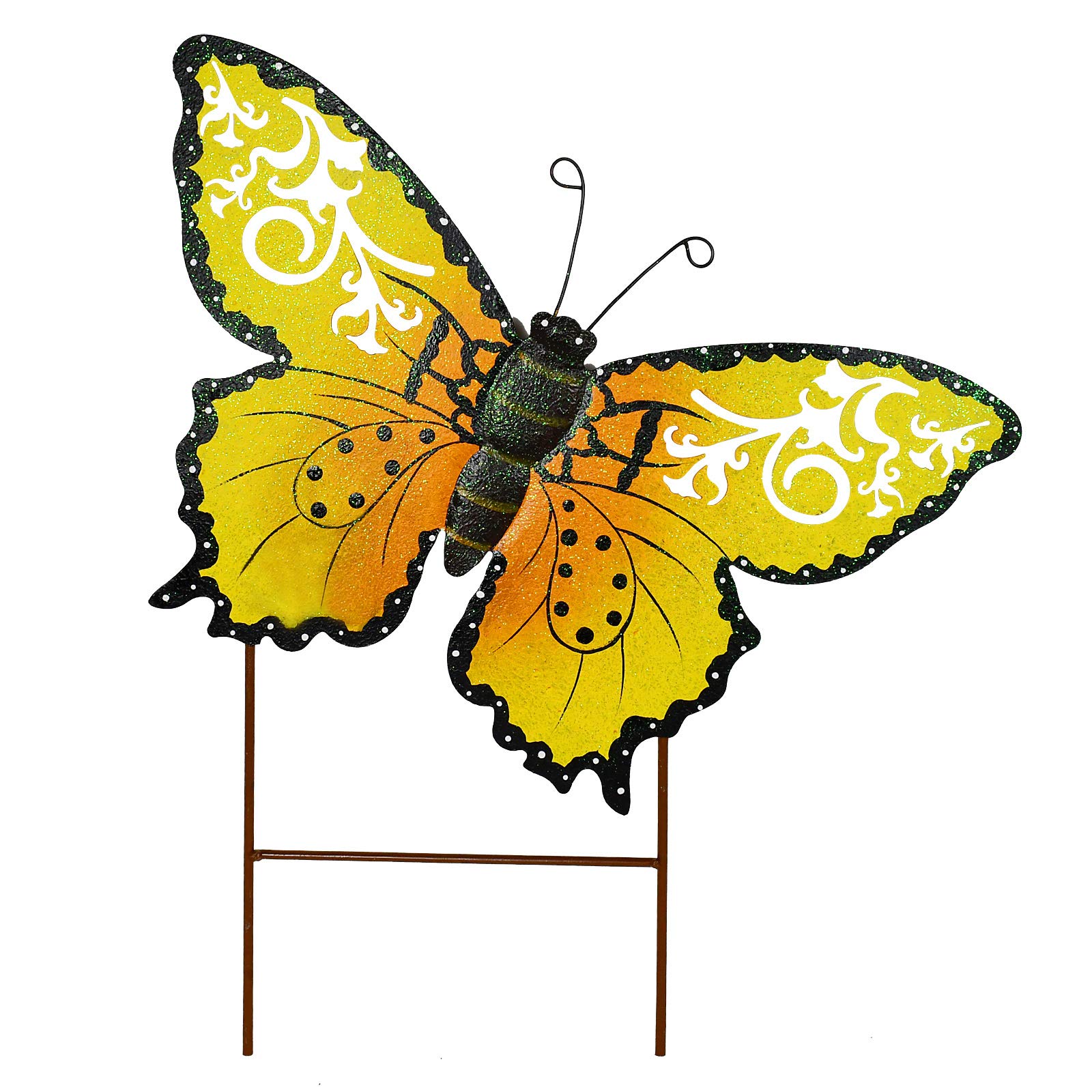 Metal Butterfly Garden Stake Decor - Outdoor Butterfly Yard Art for Patio, Lawn & Backyard - Yellow Insect-Themed Garden Decor - Perfect for Spring Landscaping & Wedding Decorations