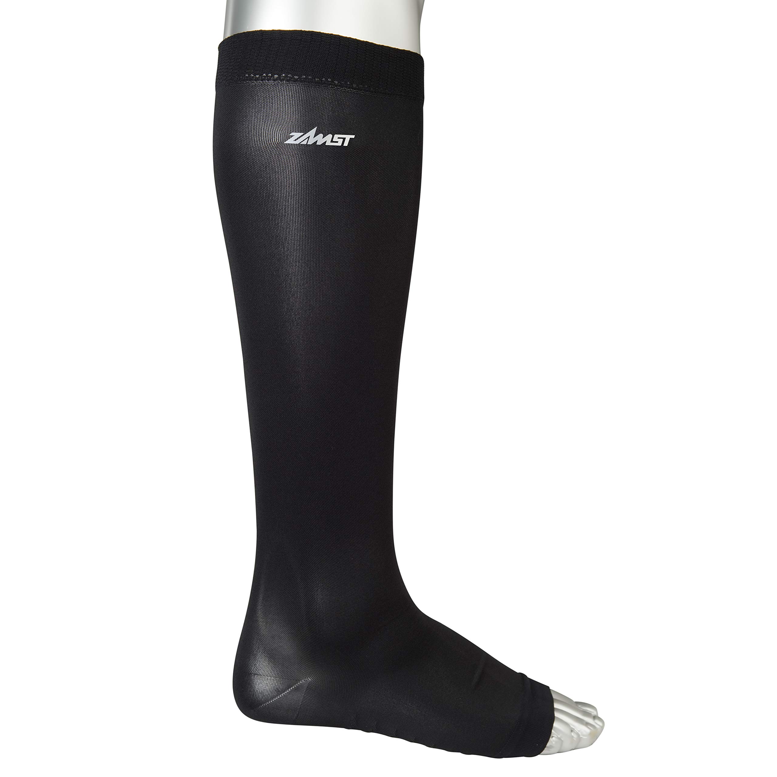 Zamst LC-1 Open Toe Calf Compression Socks for Women & Men - Breathable Support Stockings for Running, Hiking, Travel & Varicose Vein Relief