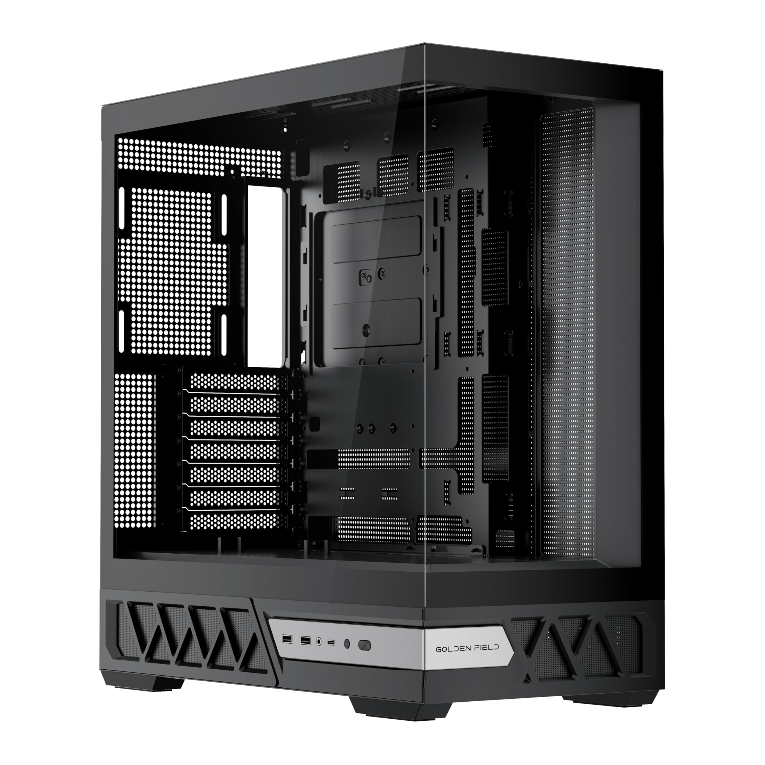 Gaming PC ATX Mid Tower Case - Compatible with Micro ATX/Mini ITX, Supports 360mm Water Cooling, Easy Installation & Cable Management, 270° Tempered Glass Design - Black | Perfect for High-Performance Gaming Rigs & Streaming Setups