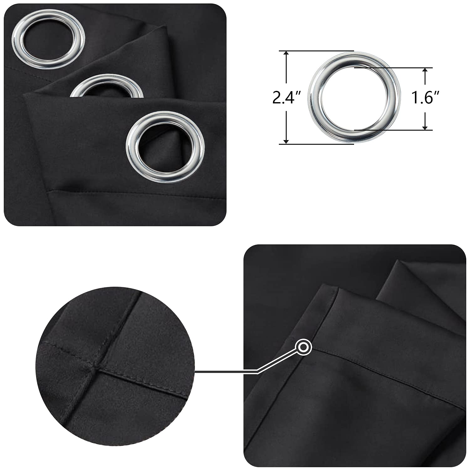 Blackout Thermal Insulated Curtains 72x72 Inches - Black Grommet Top Window Drapes for Bedroom & Kitchen - Noise Reducing & Energy Saving - Perfect for Home, Office, and Apartment Decor