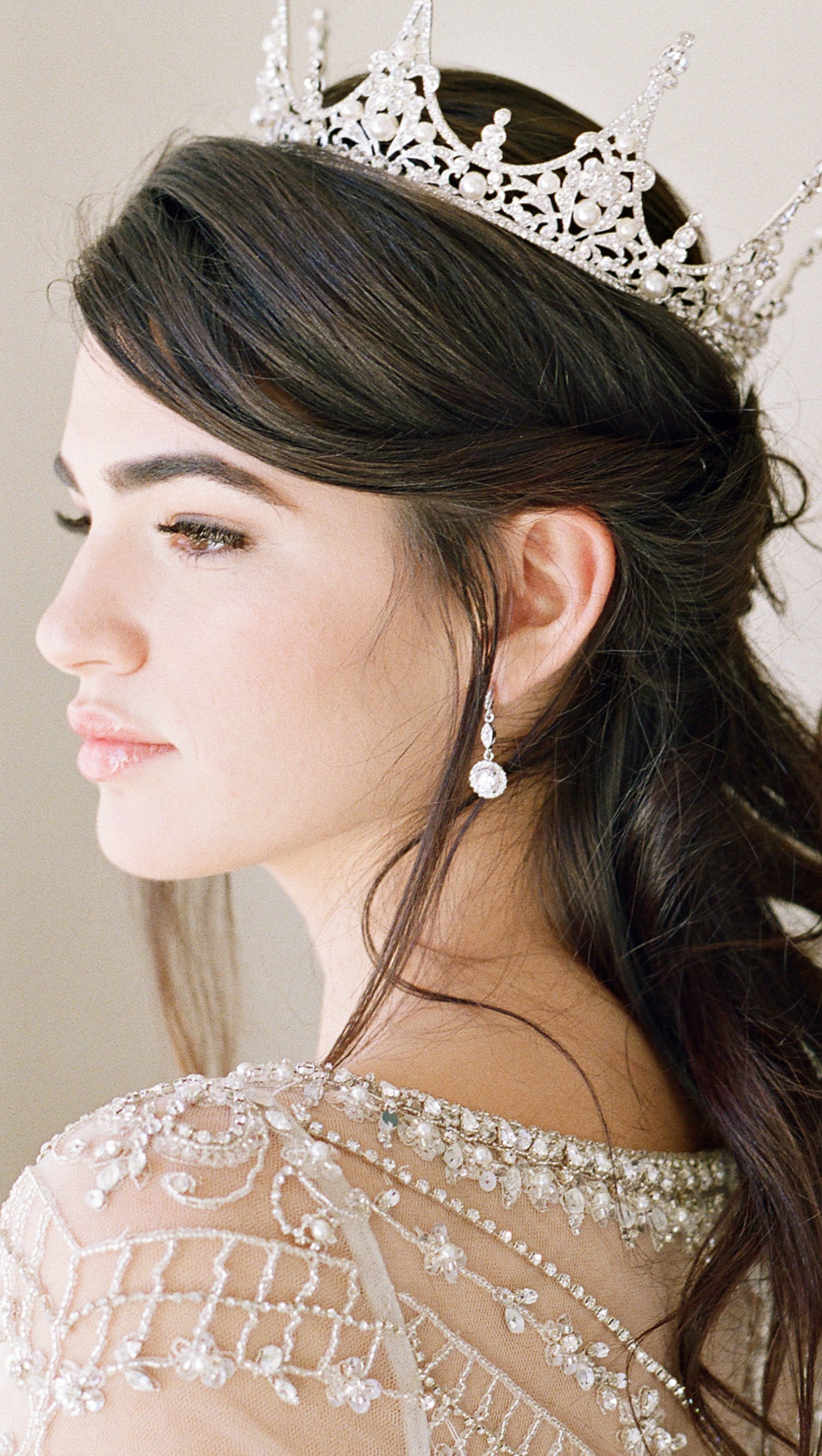 CHARMAINE Bridal Tiara & Earrings Set - Elegant Wedding Crown & Jewelry Suite for Bride, Bridesmaids, and Special Occasions