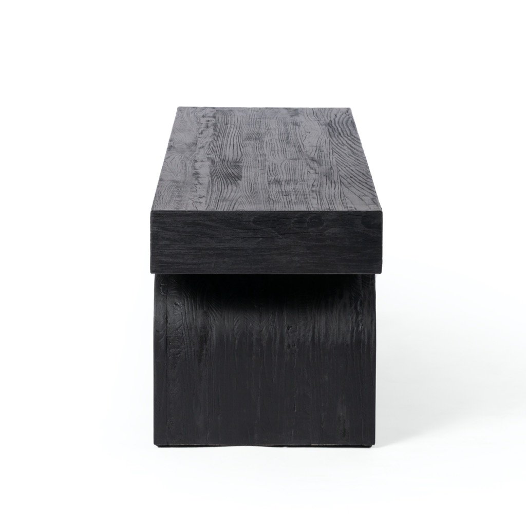 Keane Bench - Solid Black Elm Wood Modern Entryway Bench for Hallway, Living Room & Bedroom | Durable & Stylish Home Furniture