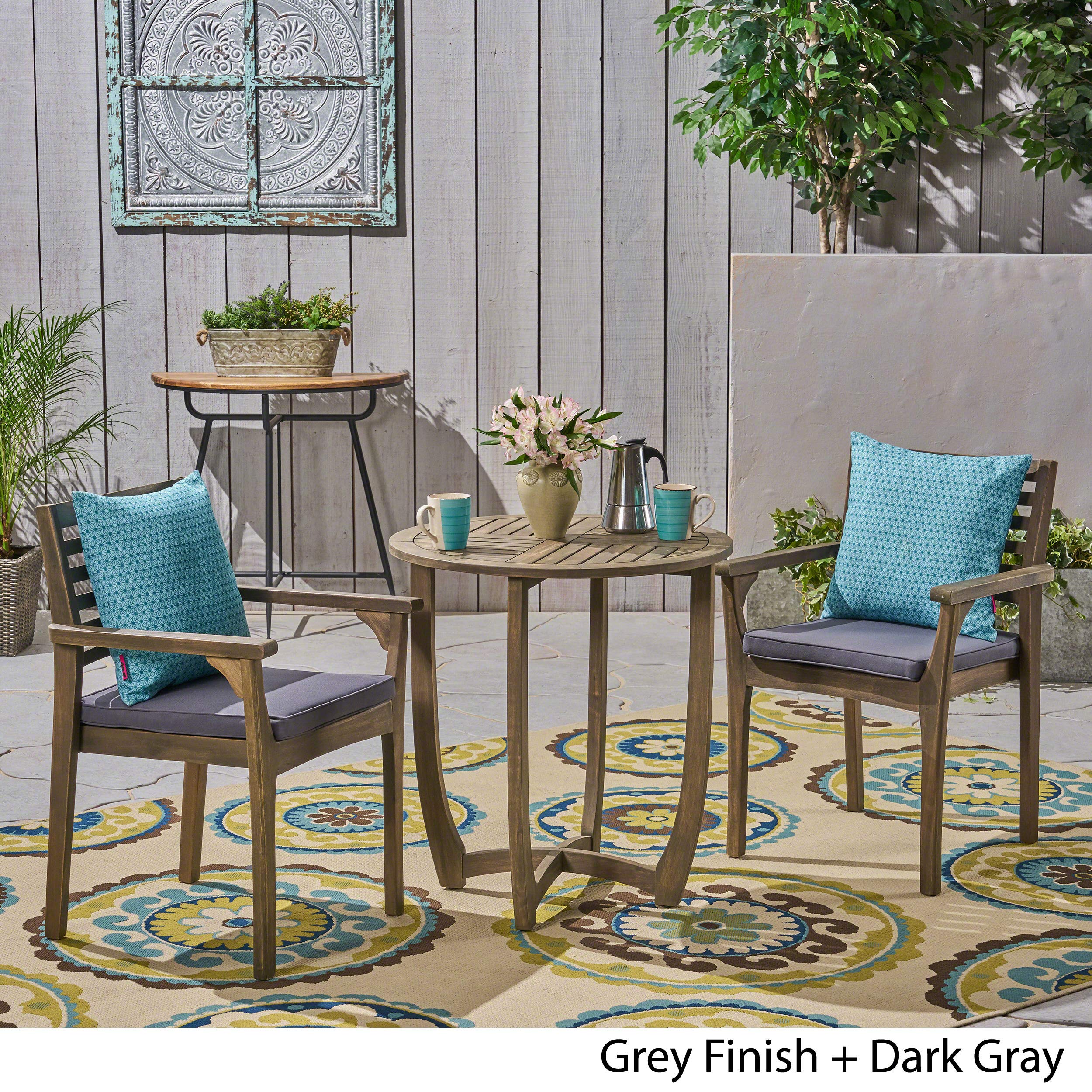 GDFStudio Acacia Wood 2-Person Outdoor Patio Dining Set - 28