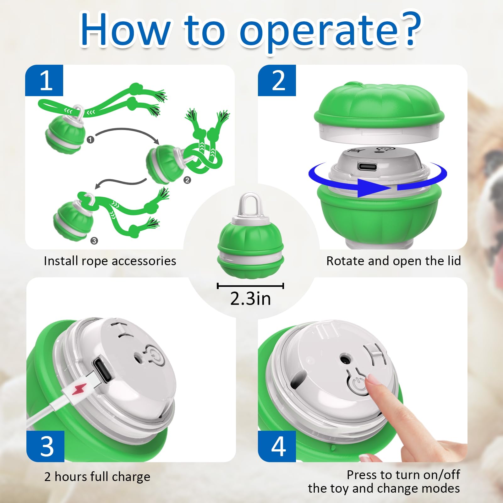 Interactive Dog Toys - Motion Activated Automatic Rolling Ball for Small Dogs & Puppies, Wicked Ball with Squeaky Sound - Fun Indoor/Outdoor Playtime & Training Reward for Active Pets