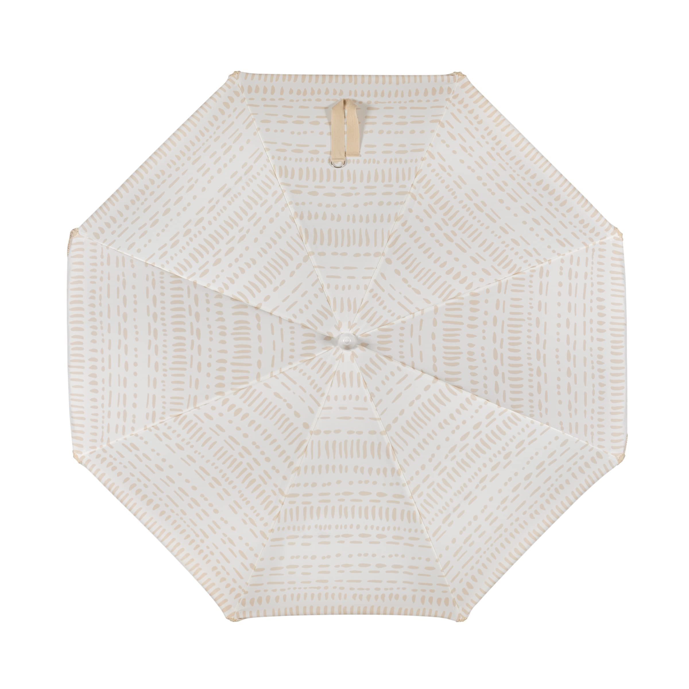 BEACH STATE Summerland 6.5ft Fringed Beach Umbrella - UV50+ Sun Protection Patio & Outdoor Umbrella for Poolside, Backyard, and Beach Relaxation