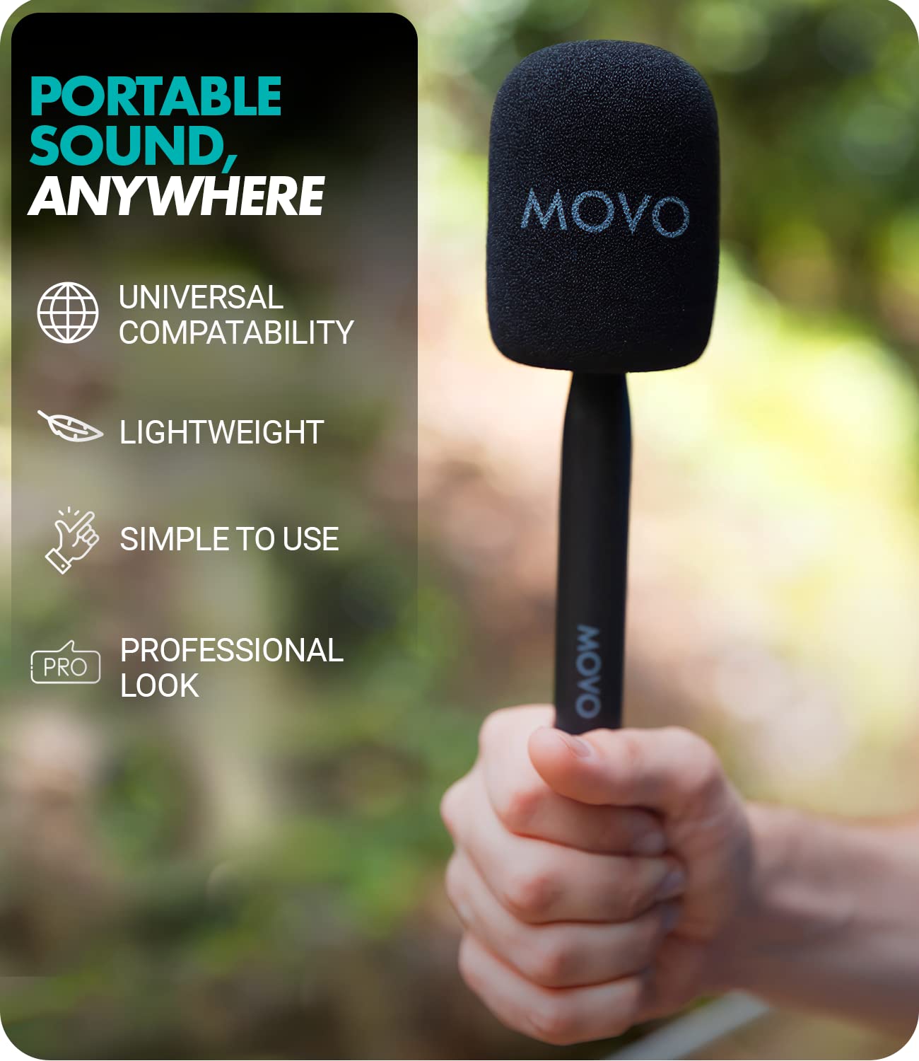 Movo WMX-HM Universal Wireless Microphone Handle - Compatible with DJI Mic, Rode Wireless GO, Hollyland Lark - Lavalier Mic Adapter for Vlogging, Interviews, Podcasting, YouTube & Live Streaming - Perfect for Content Creators, Journalists & Broadcasters