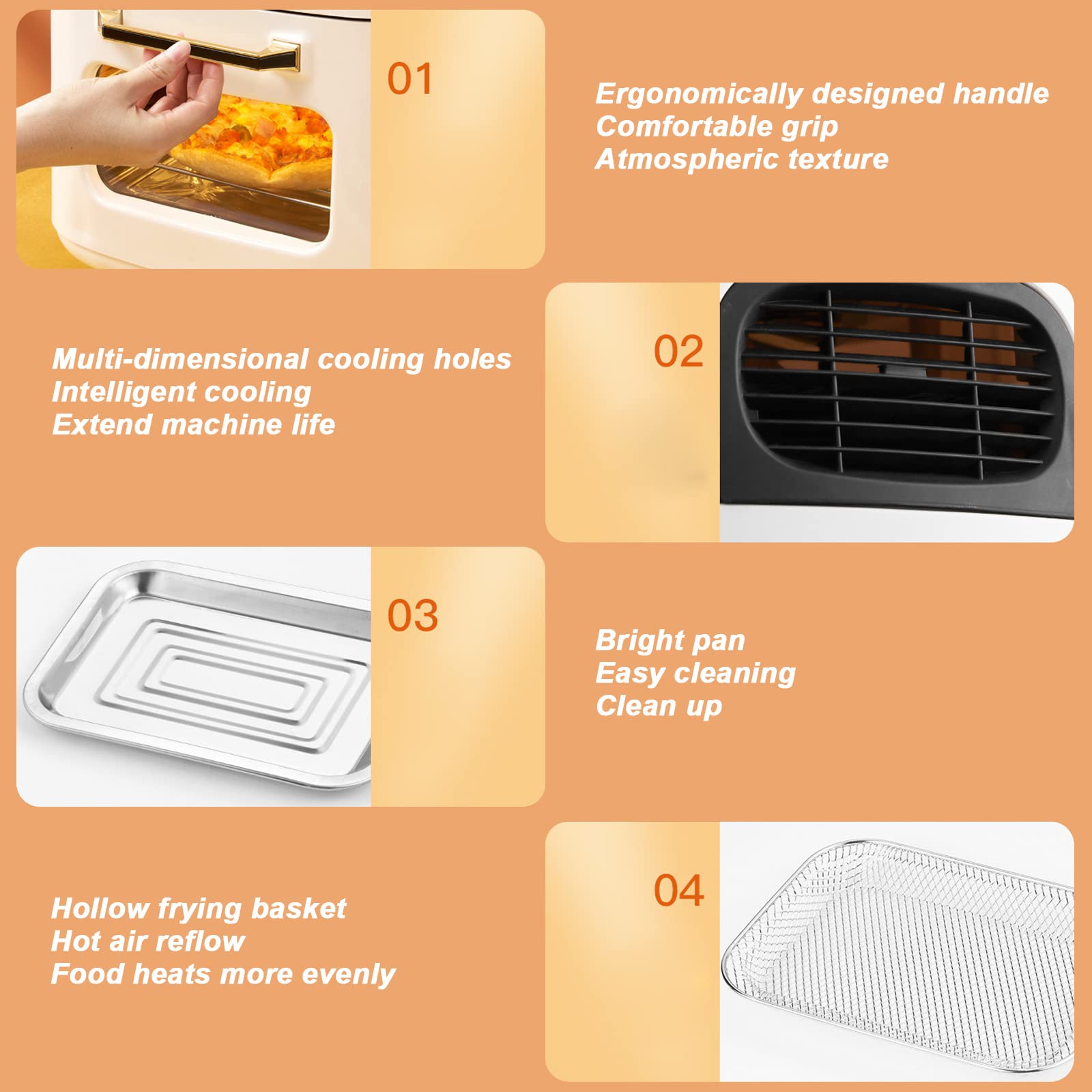 5-in-1 Digital Air Fryer Oven with Rapid Air Circulation - 15L 1400W Oil-Free LED Screen, Nonstick Basket, 60-Min Timer & Temp Control - Perfect for Healthy Cooking, Baking, Roasting, Grilling & Reheating - White