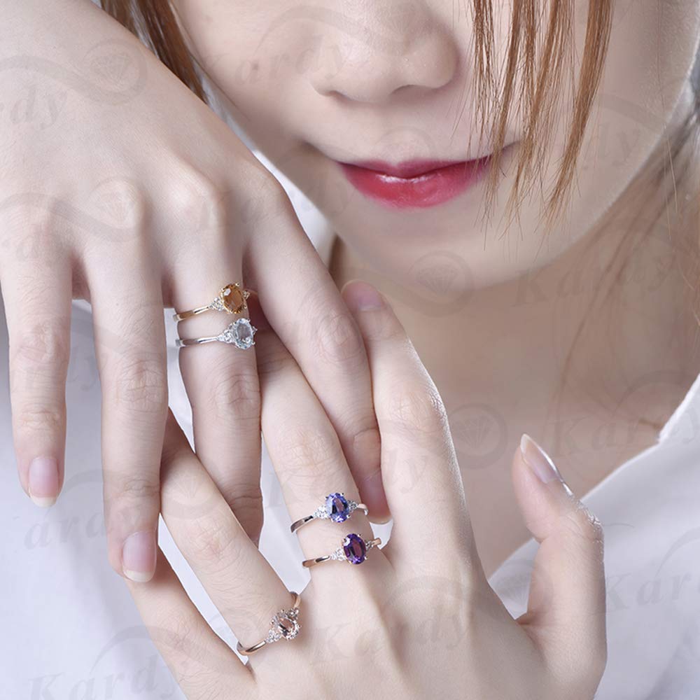 14K White, Rose & Yellow Gold Women's Rings with Natural Aquamarine, Amethyst, Tanzanite, Morganite & Citrine Gemstones | Elegant Jewelry for Weddings, Anniversaries & Special Occasions